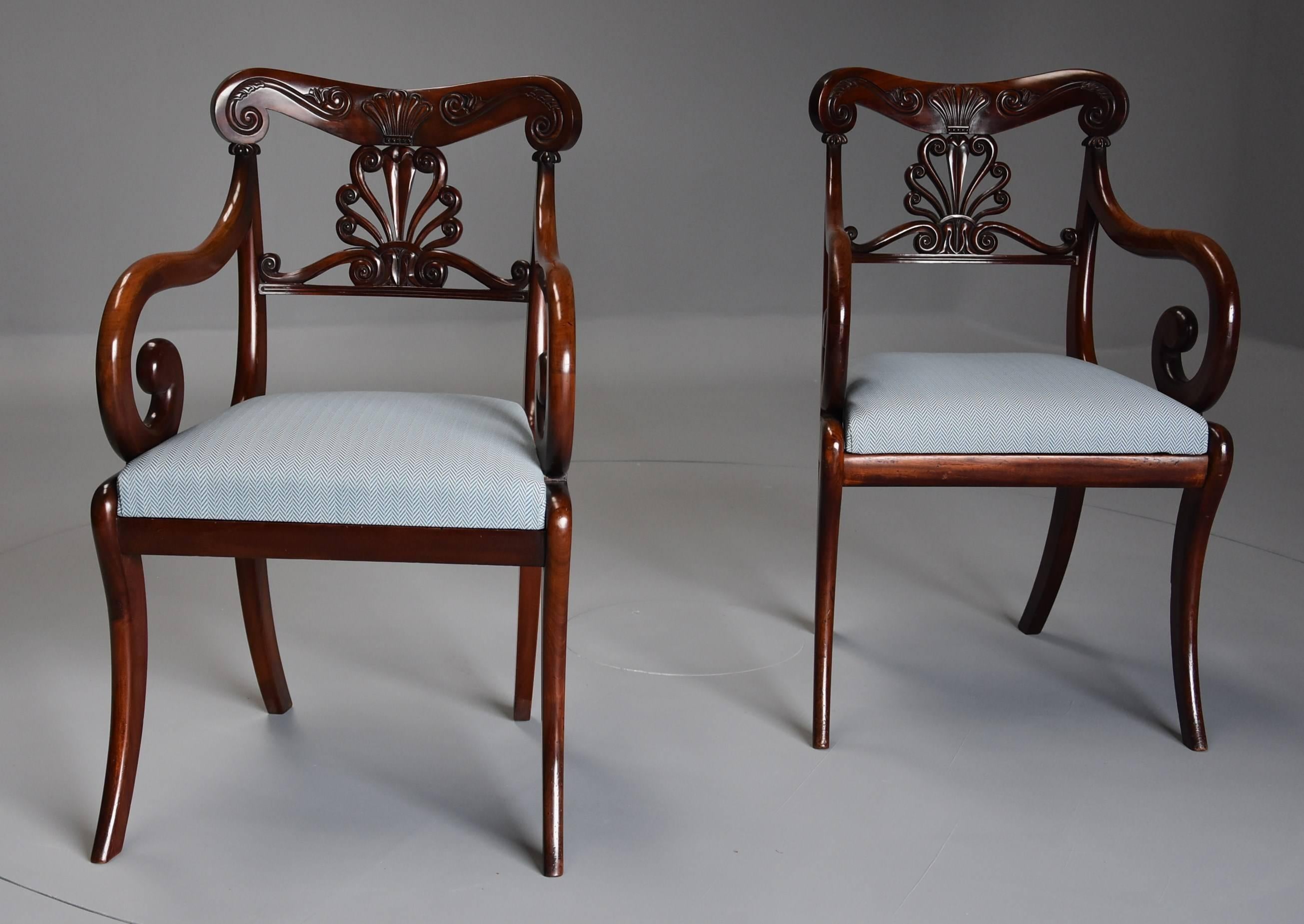 Exceptional Set of 12 Superb Quality Cuban Mahogany Regency Dining Chairs 1