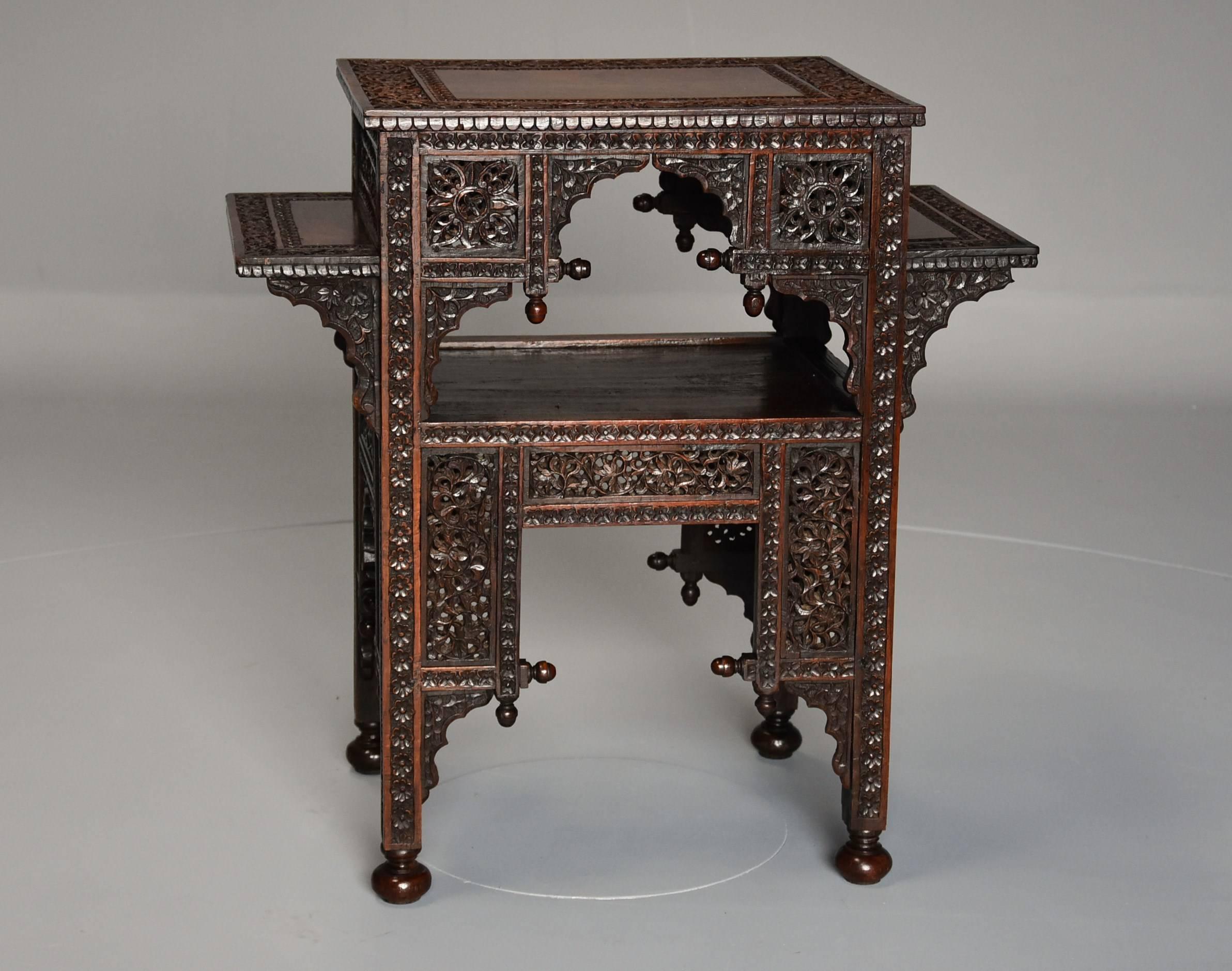 Late 19th Century 19th Century Anglo-Indian Padouk Two-Tier Freestanding Occasional Table