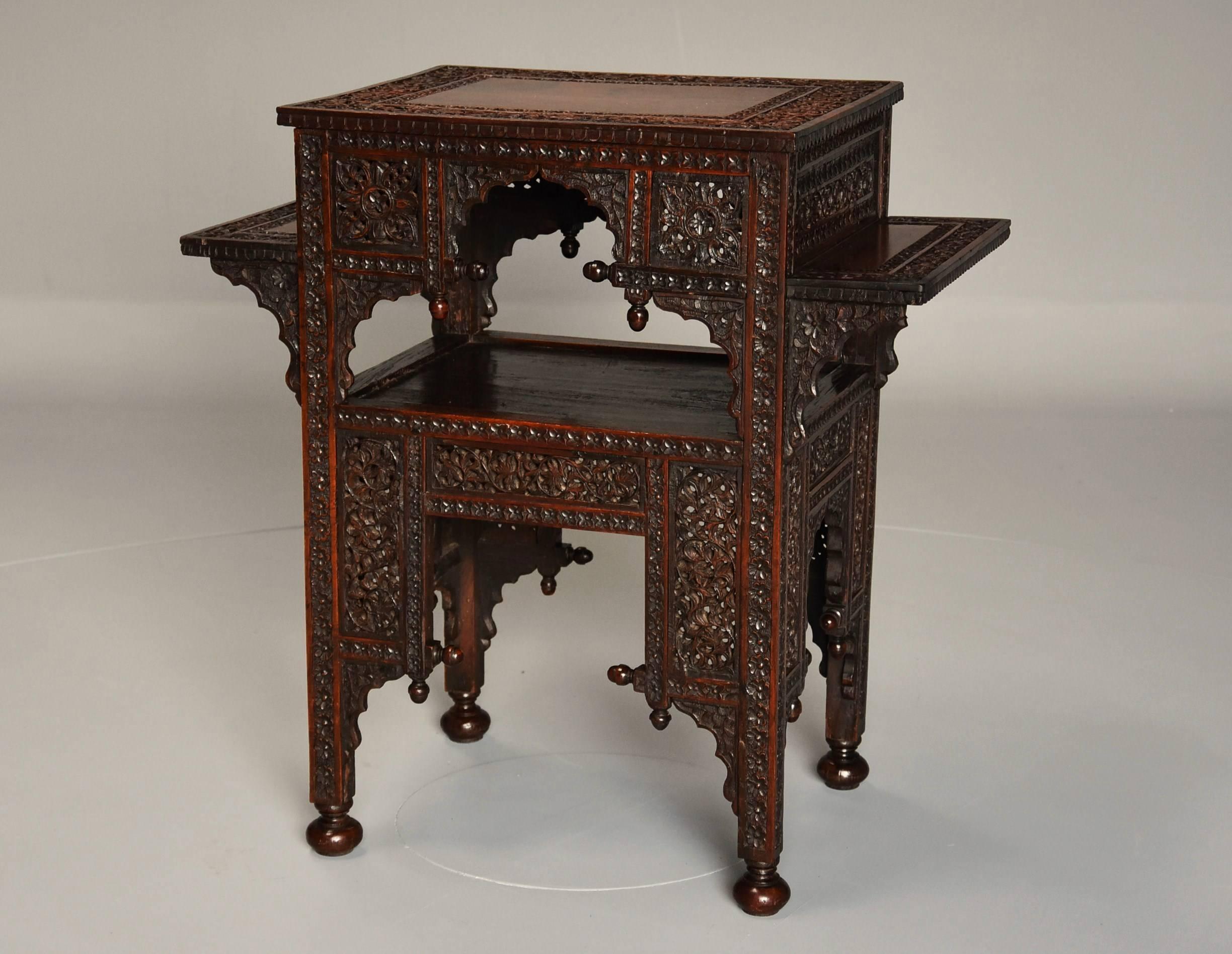 19th Century Anglo-Indian Padouk Two-Tier Freestanding Occasional Table 1