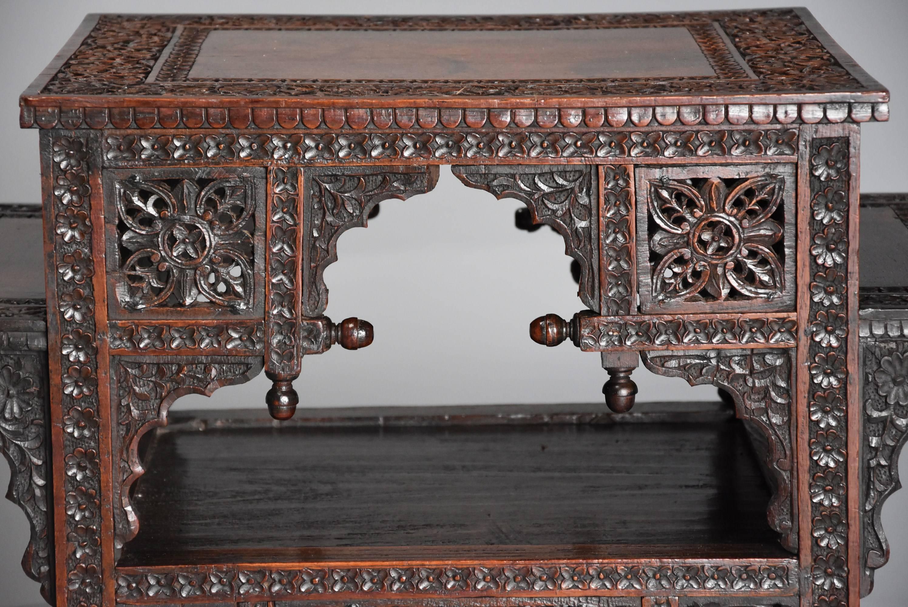 19th Century Anglo-Indian Padouk Two-Tier Freestanding Occasional Table 4