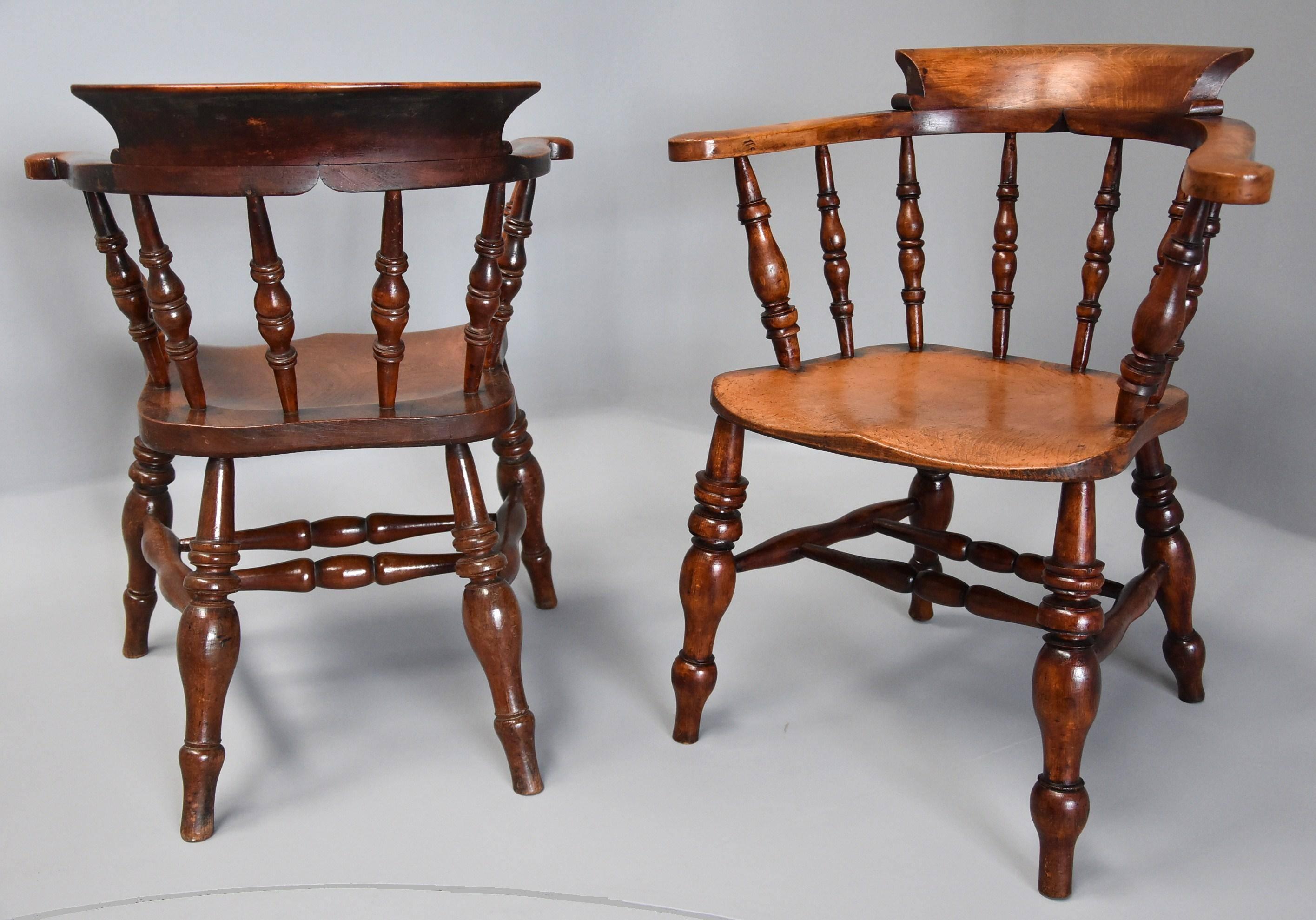 Large Matched Set of Eight Mid-19th Century Smokers Bow Chairs or Office Chairs 4