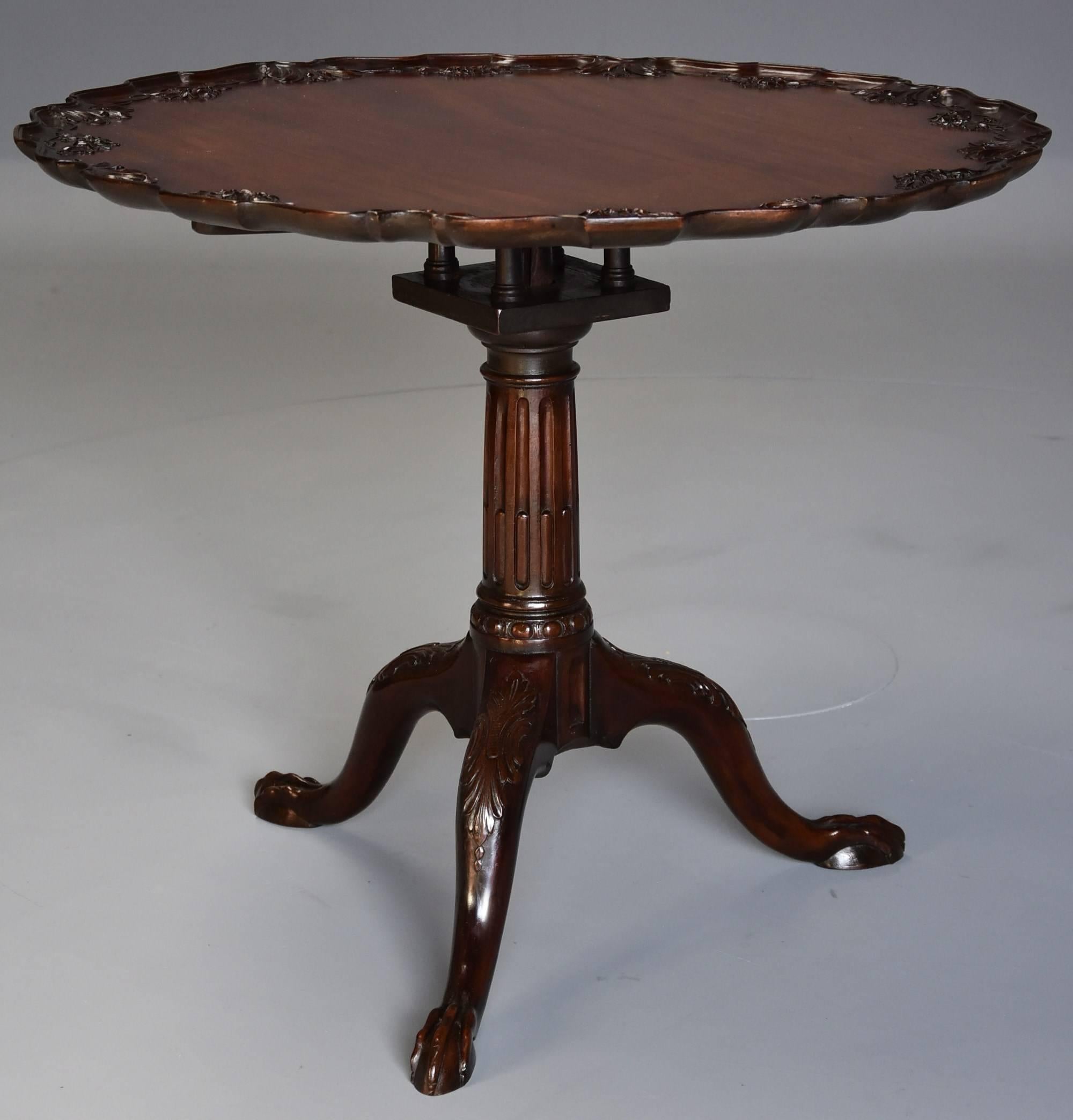 Late 19th Century Mahogany Chippendale Style Piecrust Tilt-Top Tea Table 2