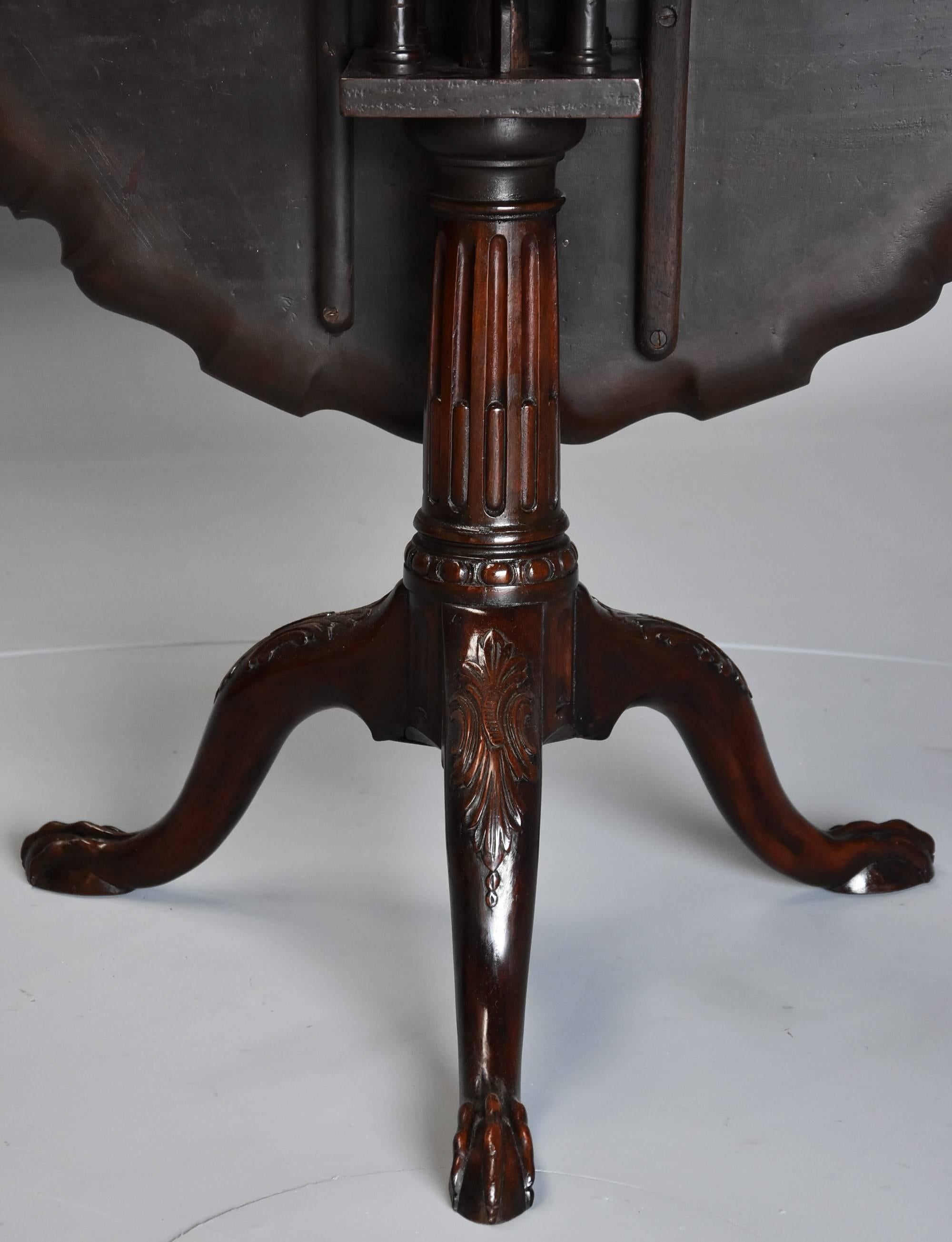 Late 19th Century Mahogany Chippendale Style Piecrust Tilt-Top Tea Table 5