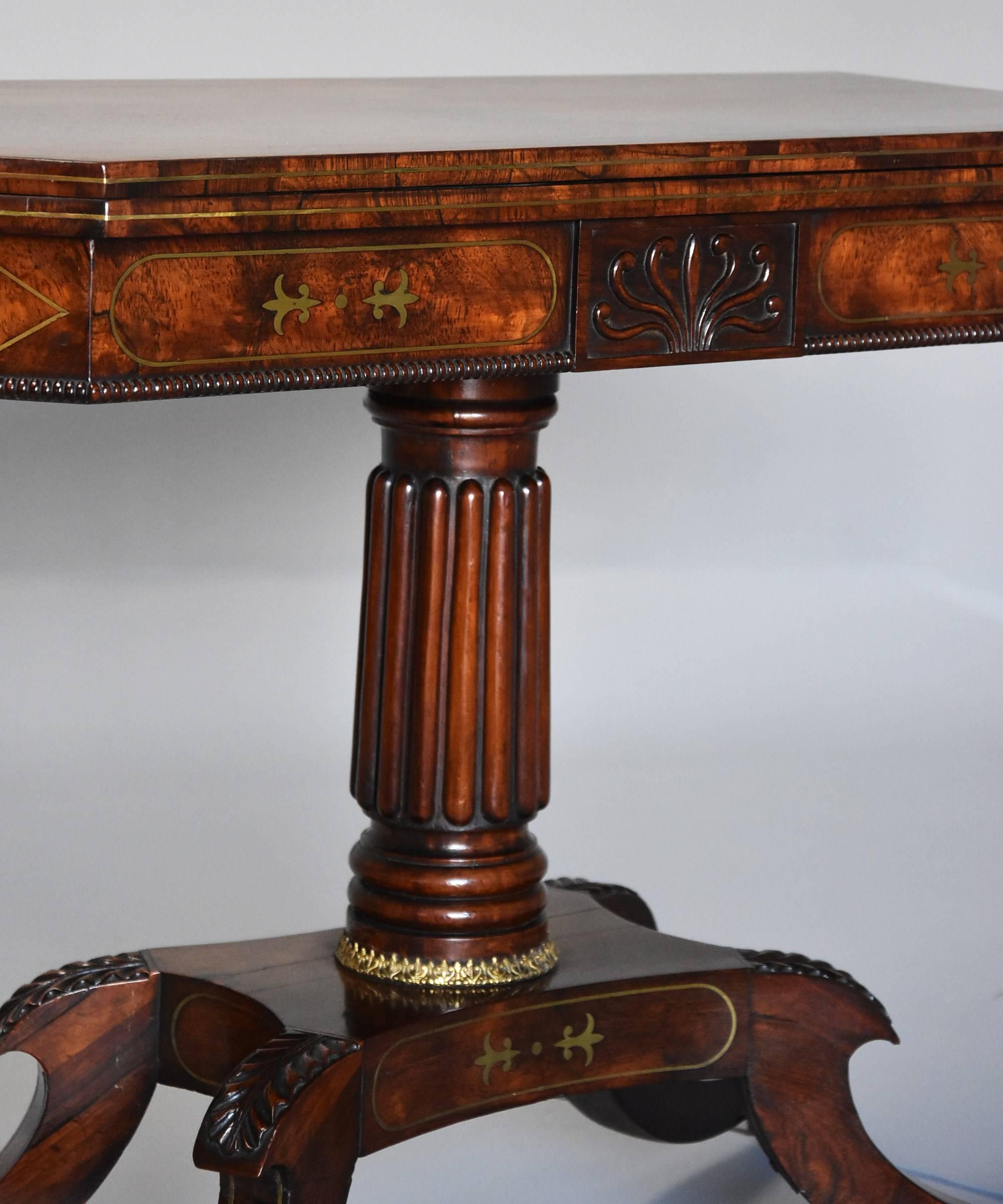 Regency Rosewood Card Table with Brass Inlaid Decoration of Super Quality In Excellent Condition In Suffolk, GB