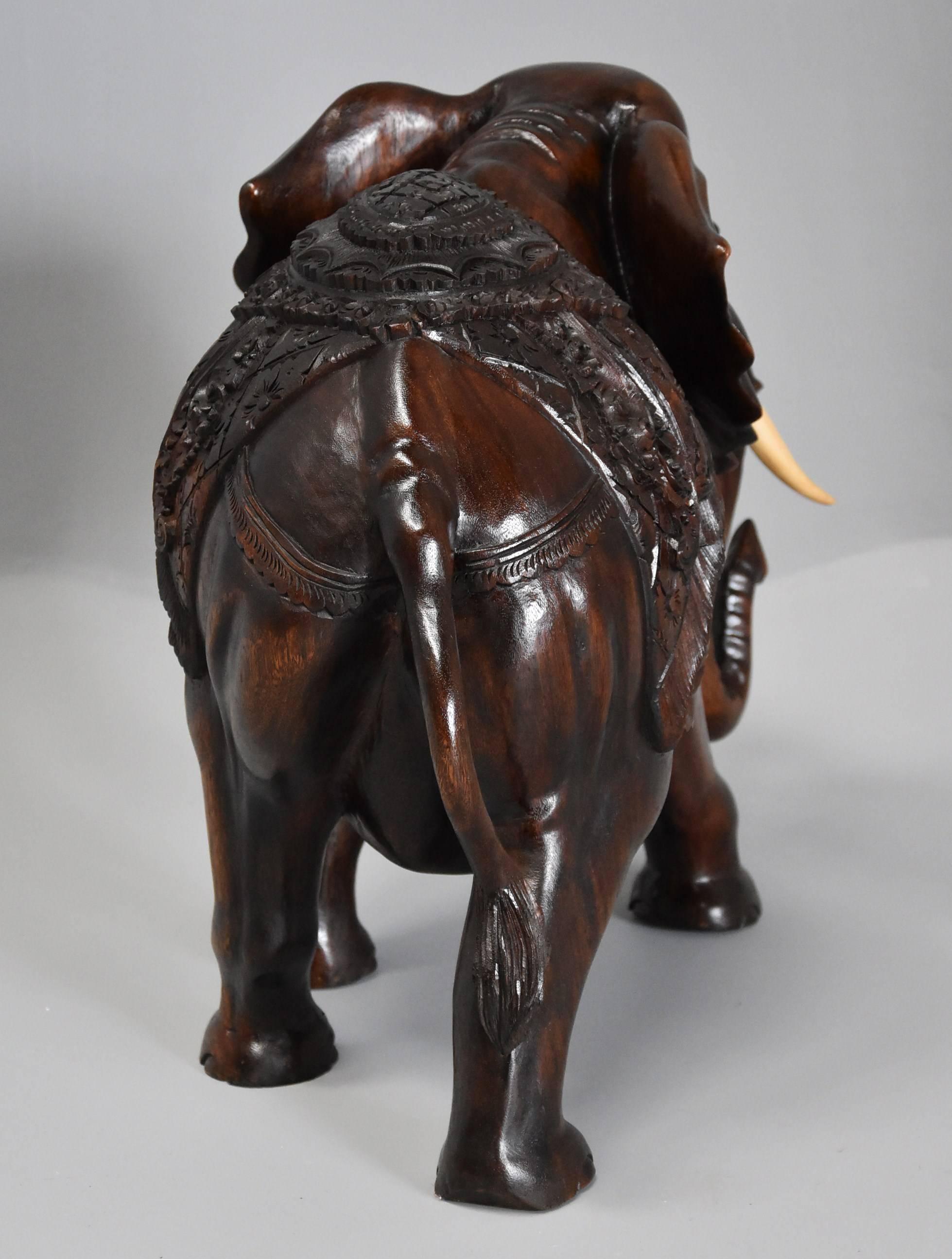 Highly Decorative Carved Hardwood Elephant 1