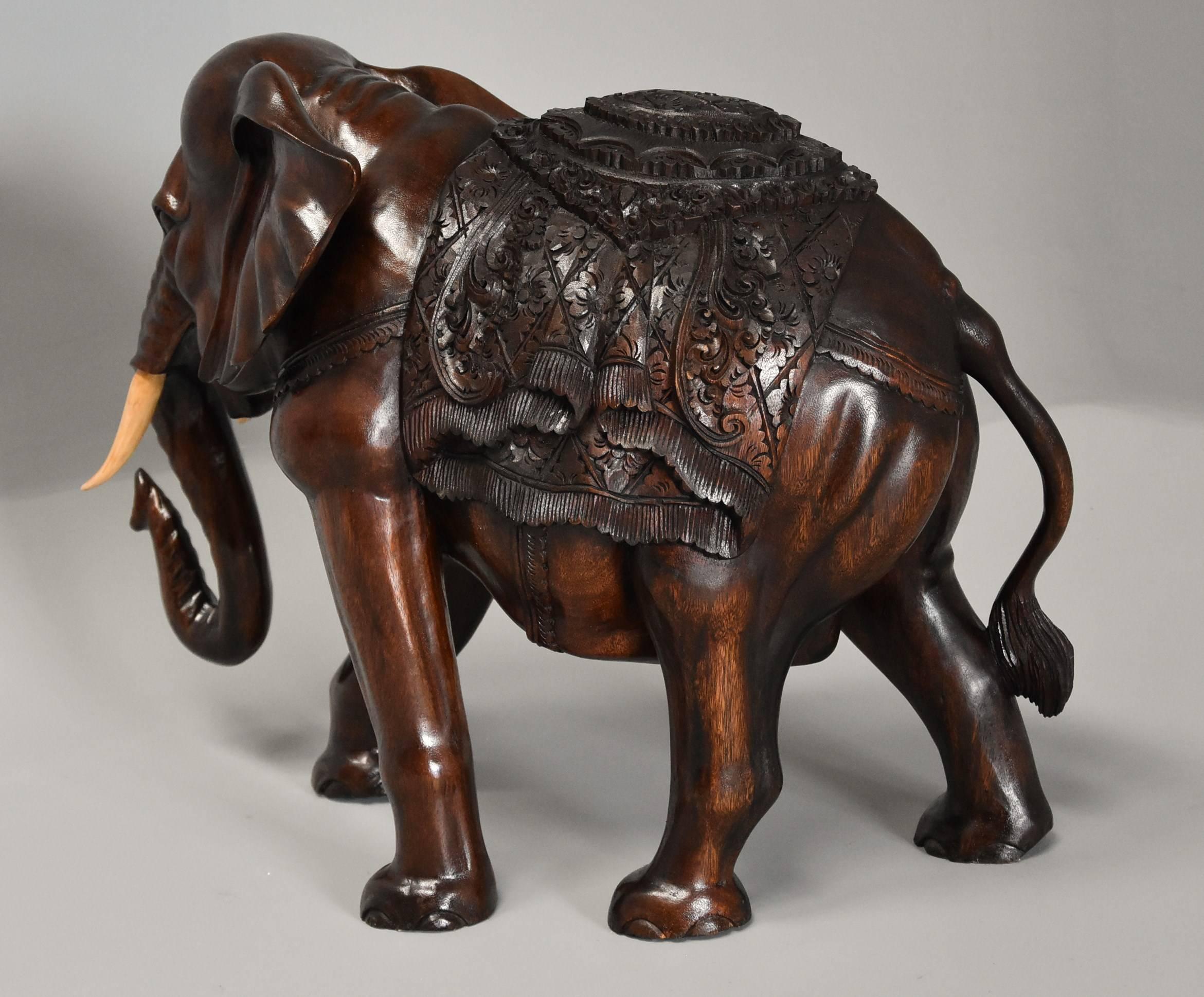 Highly Decorative Carved Hardwood Elephant 2