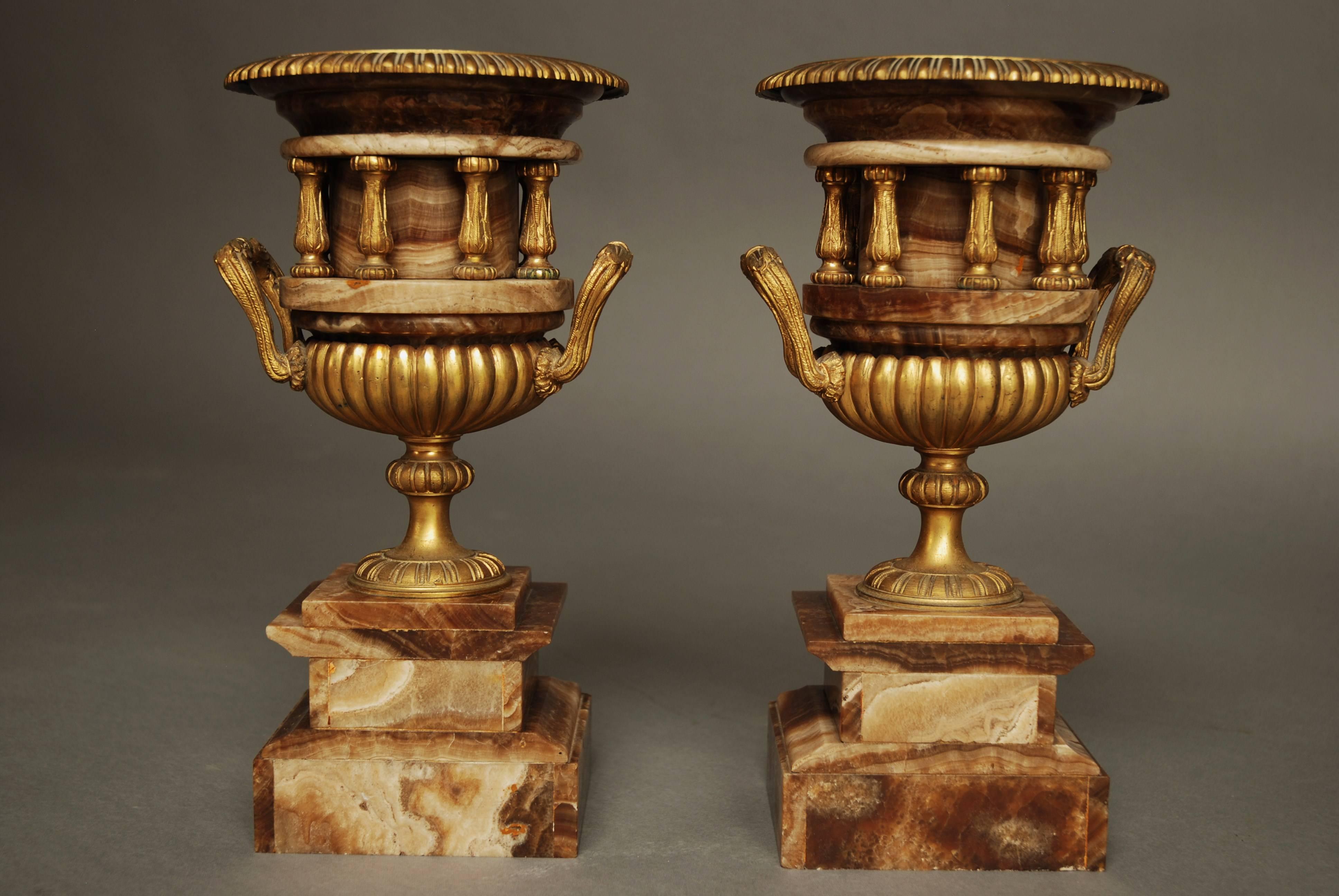 Pair of 19th Century Classical Style French Fine Quality Onyx Urns 6