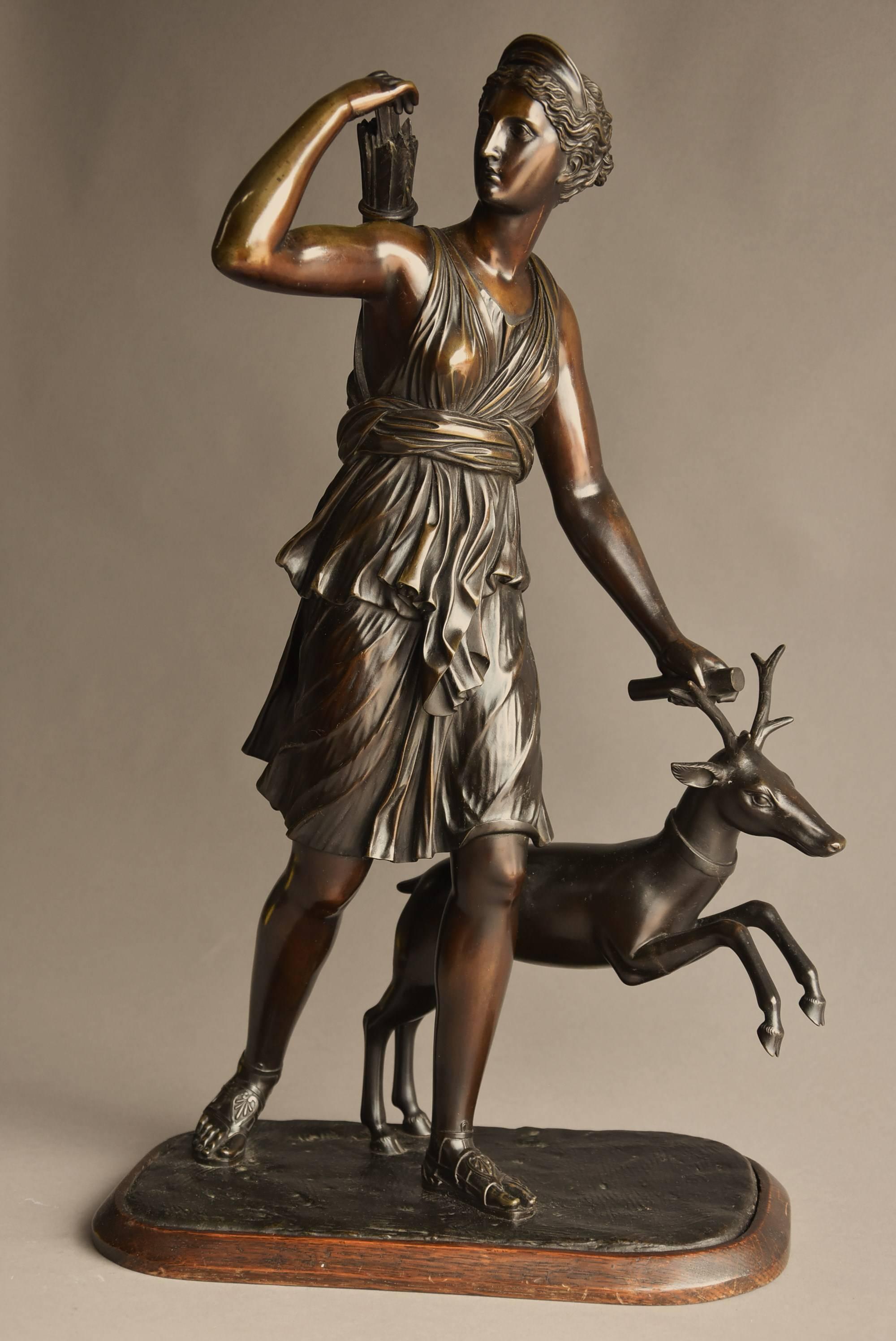 Mid-19th Century Bronze Figure 'Diana of Versailles' or 'Diana the Huntress' In Excellent Condition In Suffolk, GB