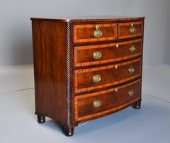 Early 19th Century Mahogany and Satinwood Banded Bow Front Chest of Drawers