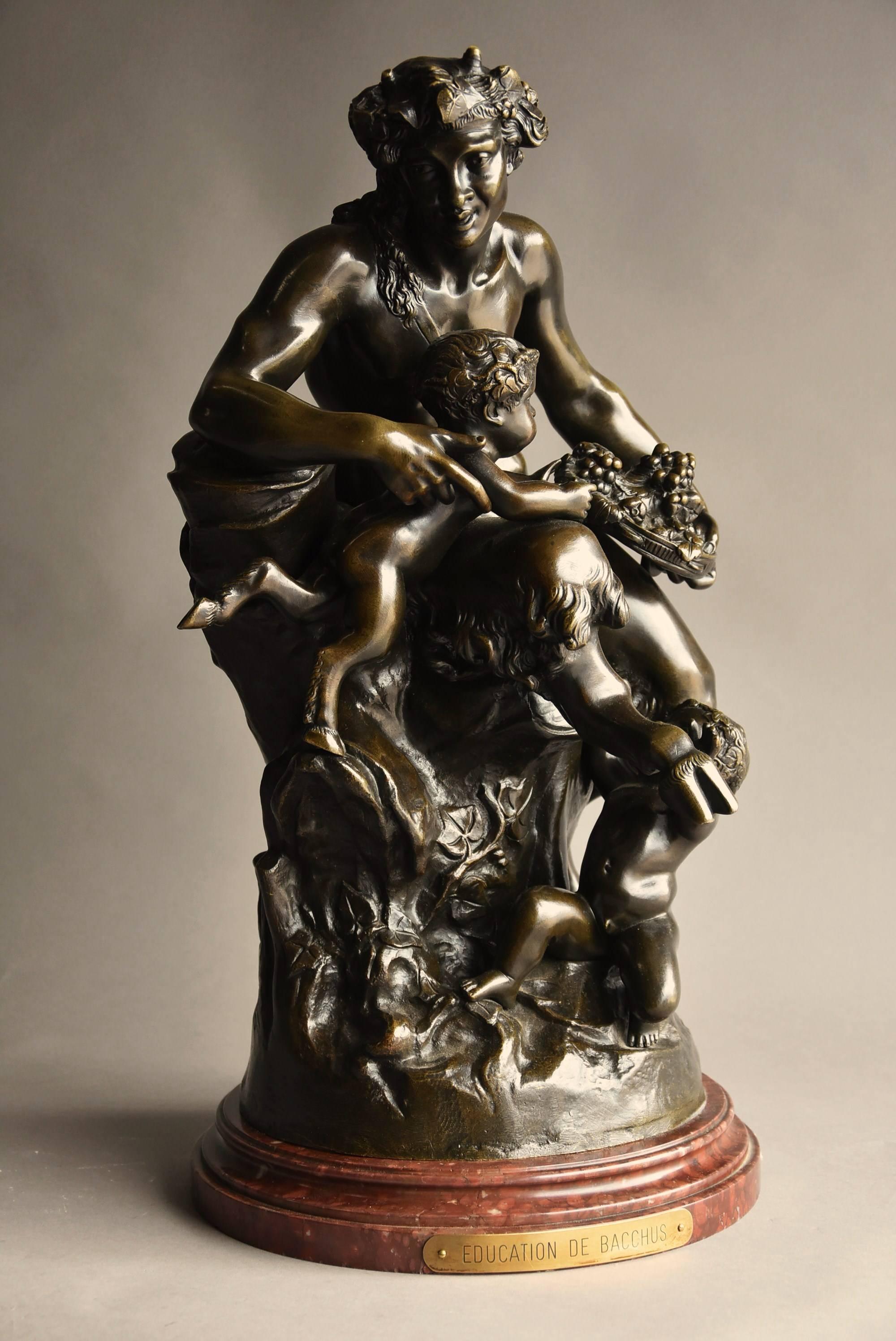 Large Mid-19th Century, French Bronze Group of a Satyr and Two Fauns In Good Condition For Sale In Suffolk, GB