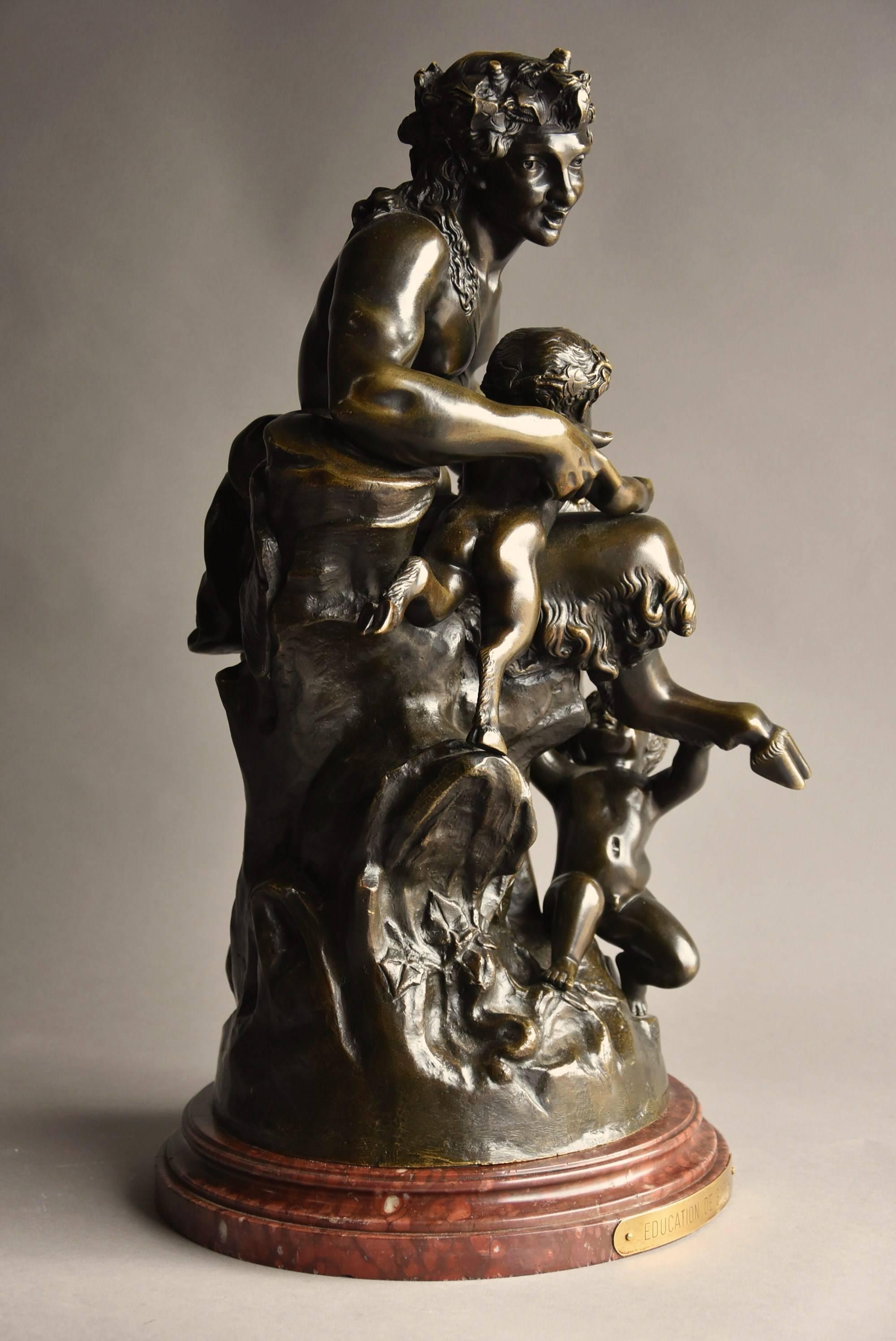 Large Mid-19th Century, French Bronze Group of a Satyr and Two Fauns For Sale 1