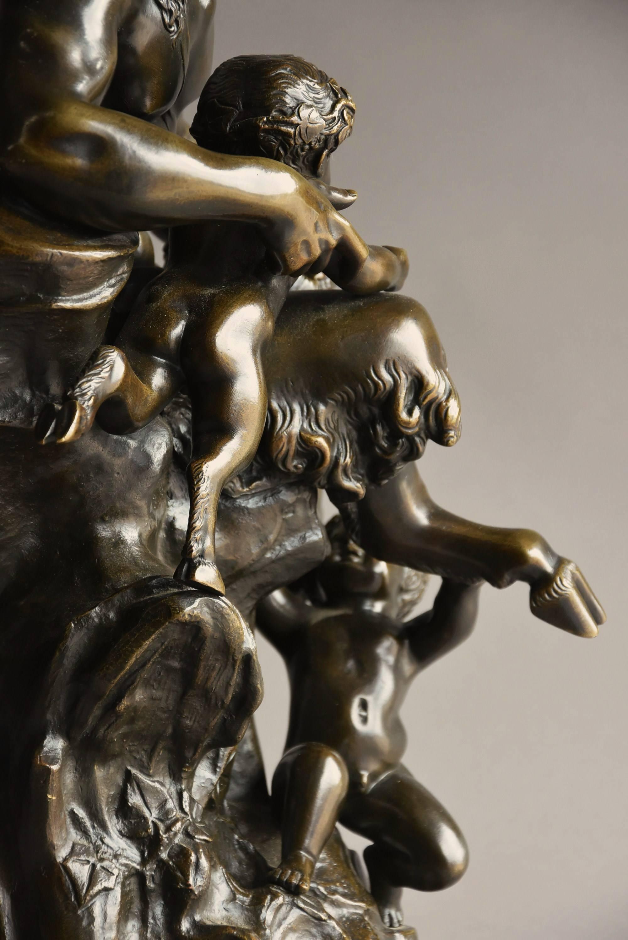 Large Mid-19th Century, French Bronze Group of a Satyr and Two Fauns For Sale 2