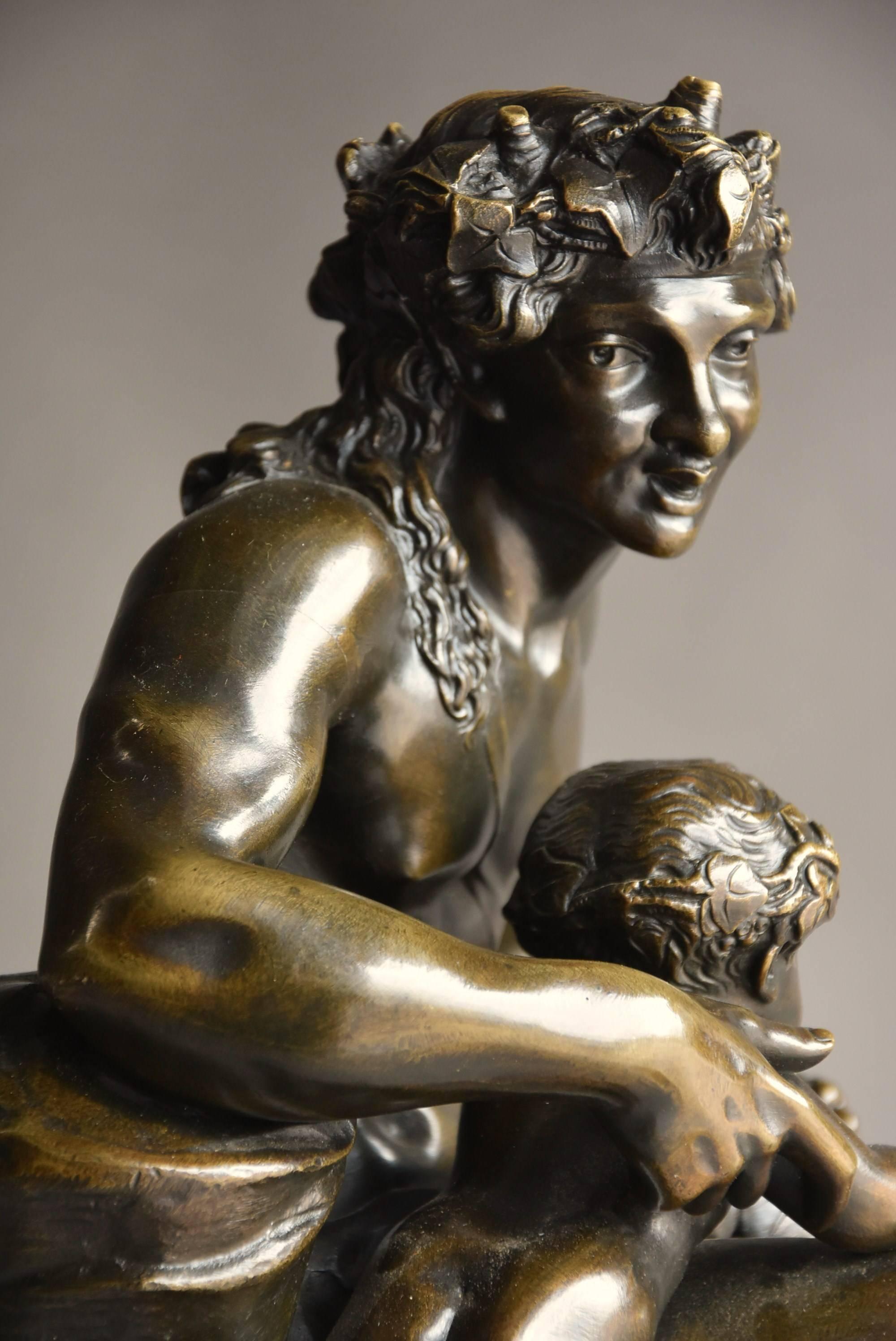 Large Mid-19th Century, French Bronze Group of a Satyr and Two Fauns For Sale 3