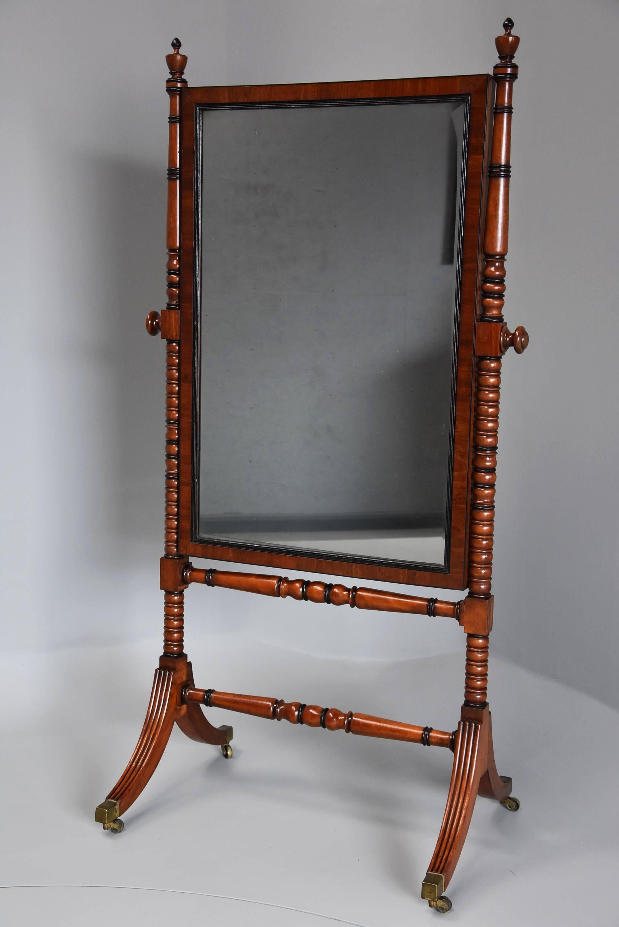 Early 19th Century Fine Quality Regency Mahogany Cheval Mirror 1