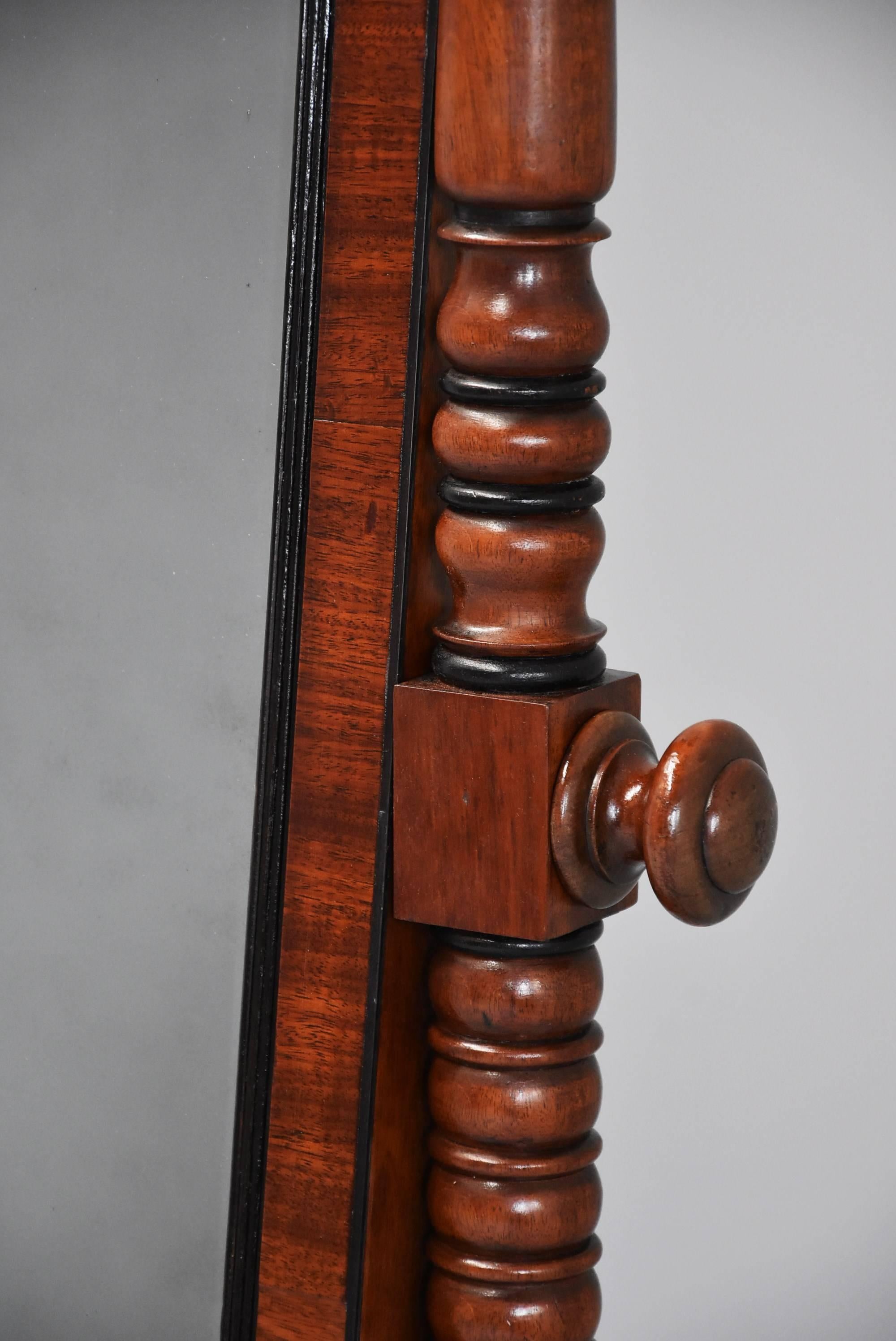 Early 19th Century Fine Quality Regency Mahogany Cheval Mirror 3