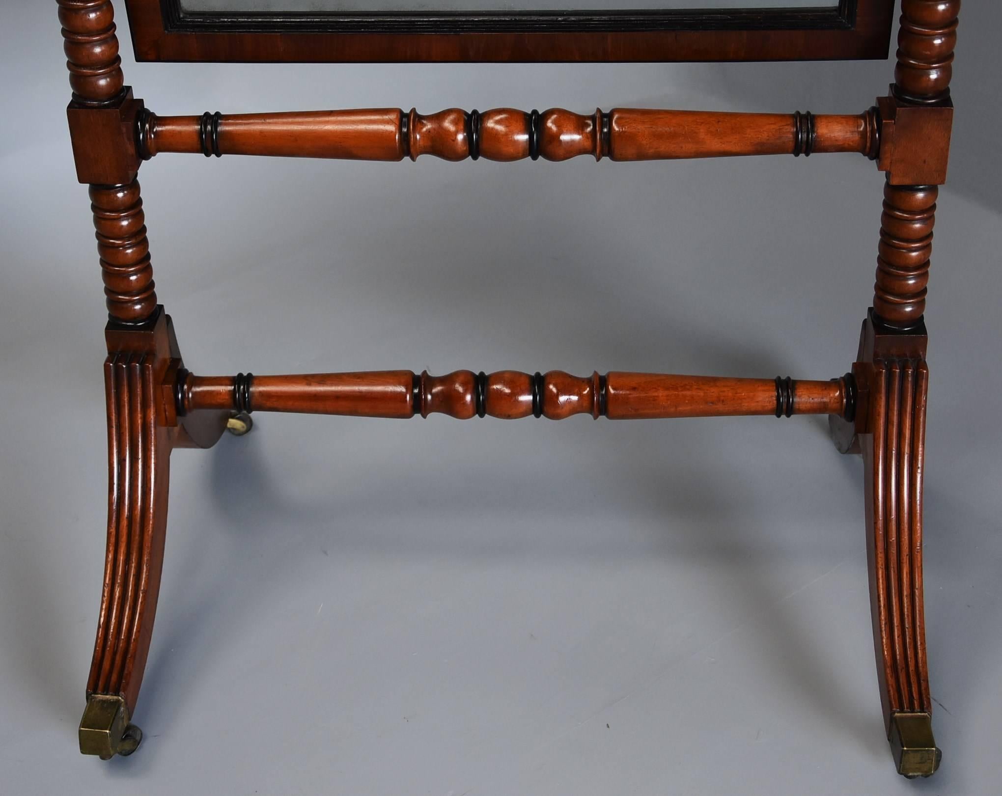Early 19th Century Fine Quality Regency Mahogany Cheval Mirror 4