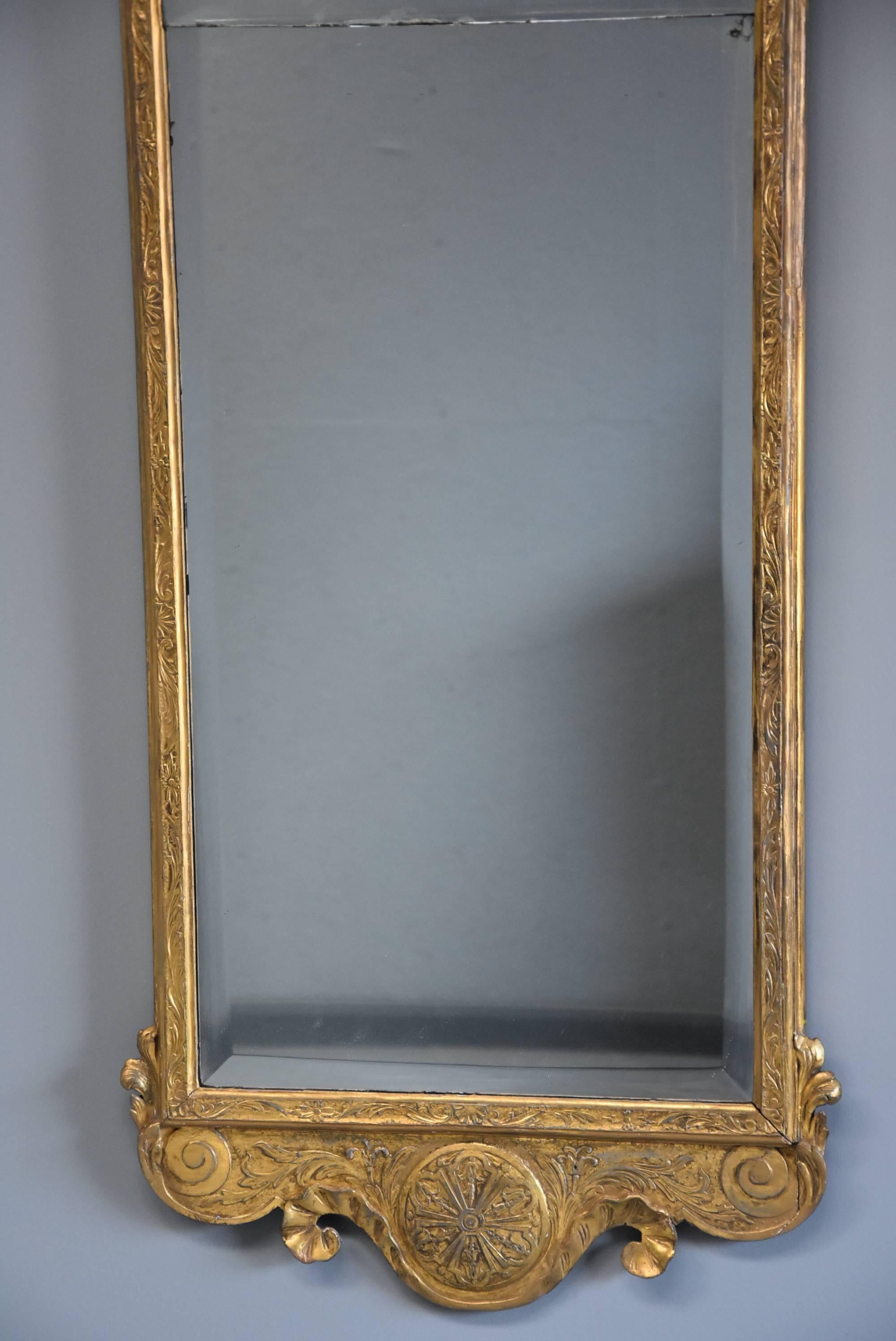 English Early 18th Century George I Giltwood & Pier Mirror, in the Manner of J Belchier For Sale