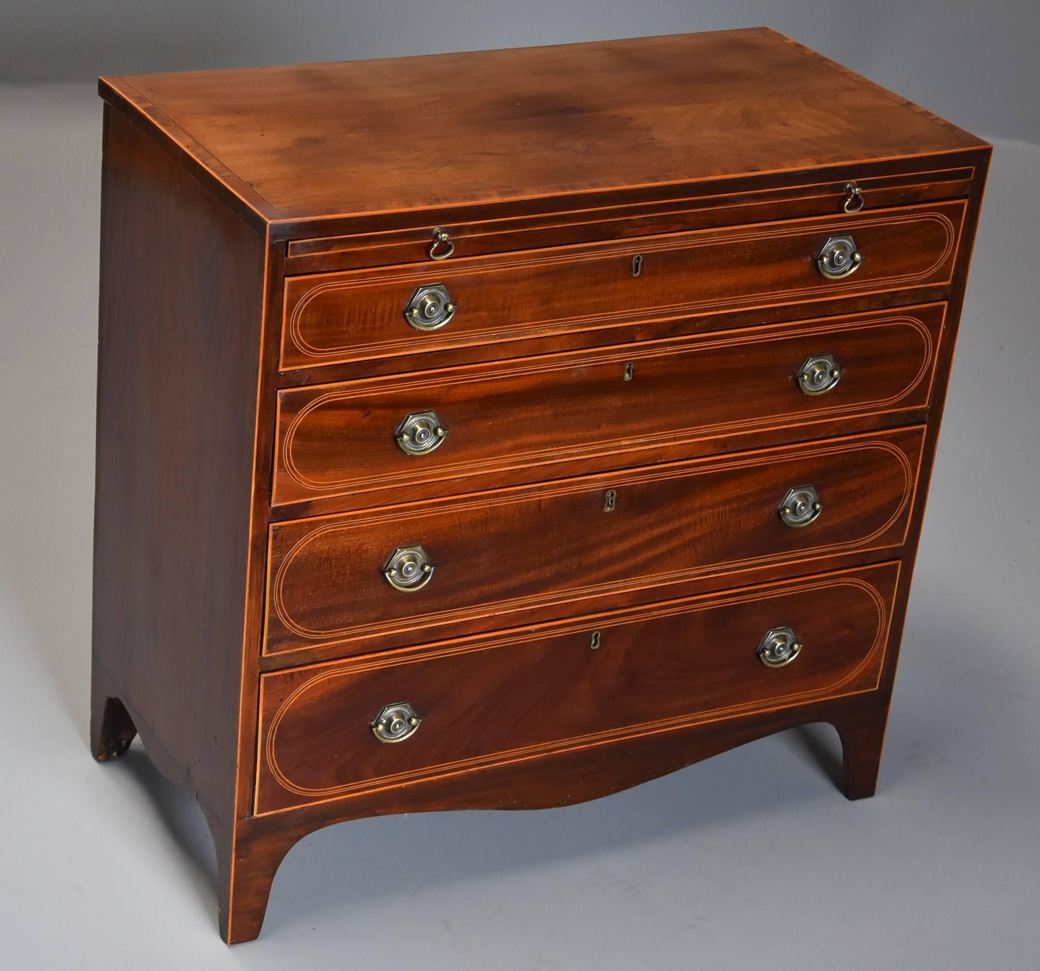 English 19th Century Mahogany Chest of Drawers in the Hepplewhite Style by Druce & Co For Sale
