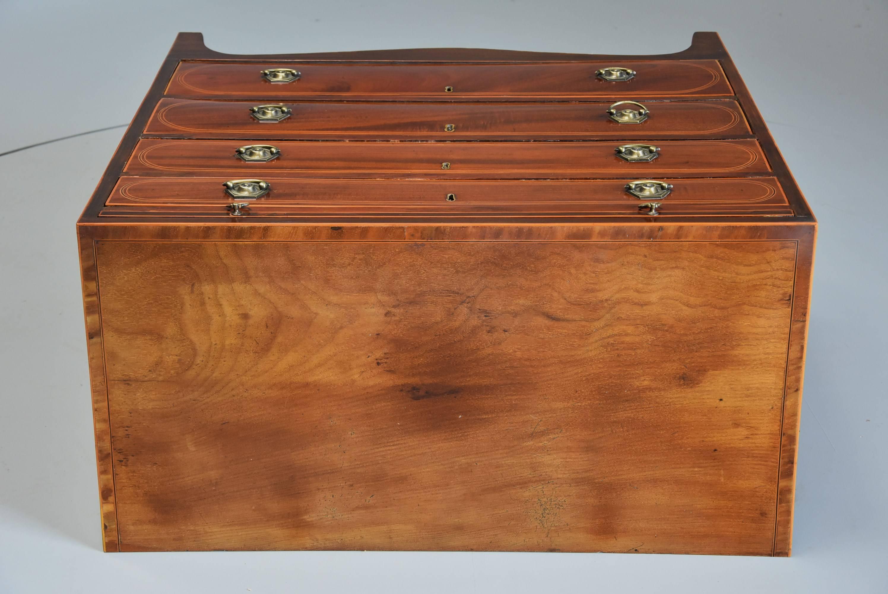 Boxwood 19th Century Mahogany Chest of Drawers in the Hepplewhite Style by Druce & Co For Sale