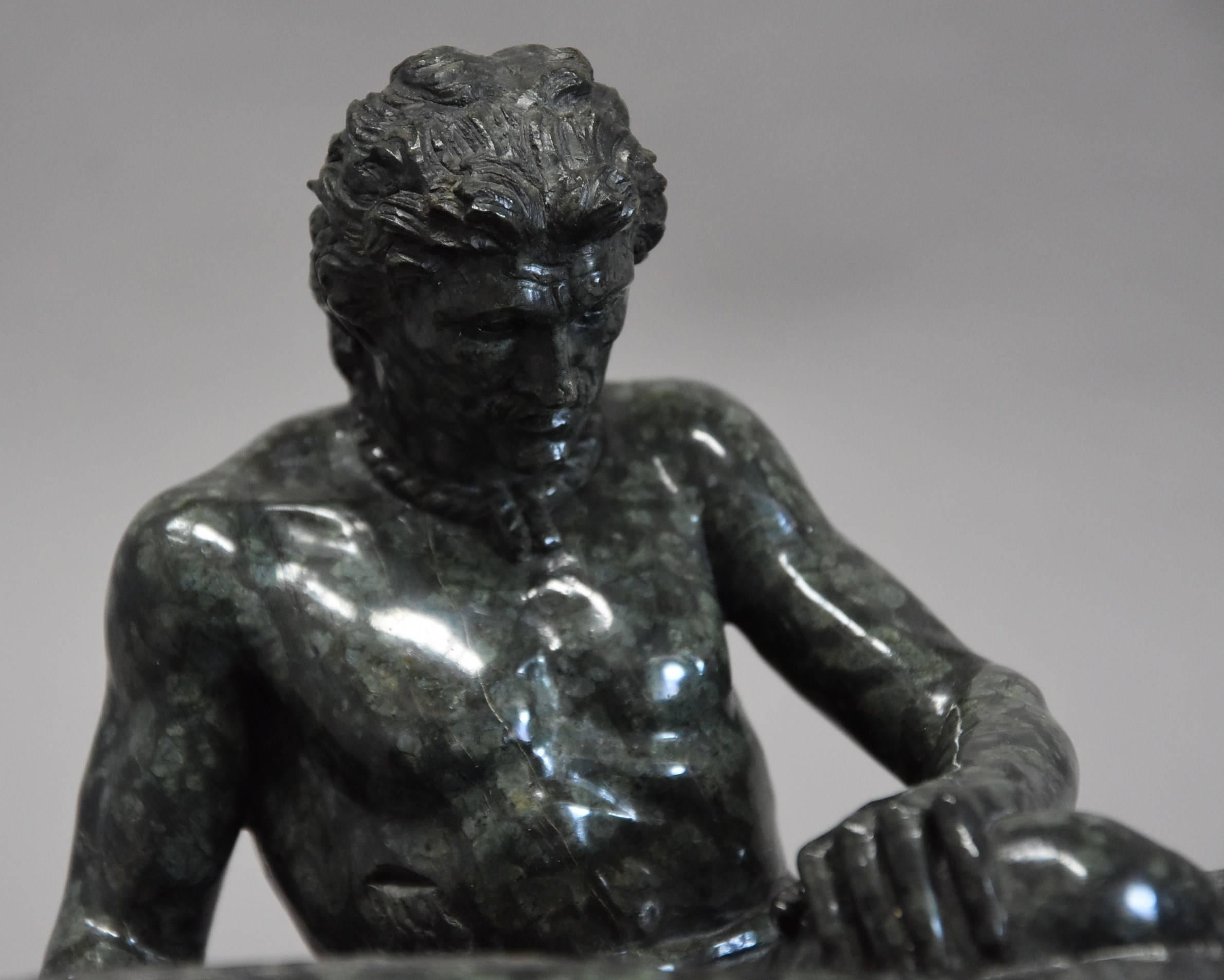19th Century Finely Carved Grand Tour Italian Serpentine Figure of the 'Dying Gaul'