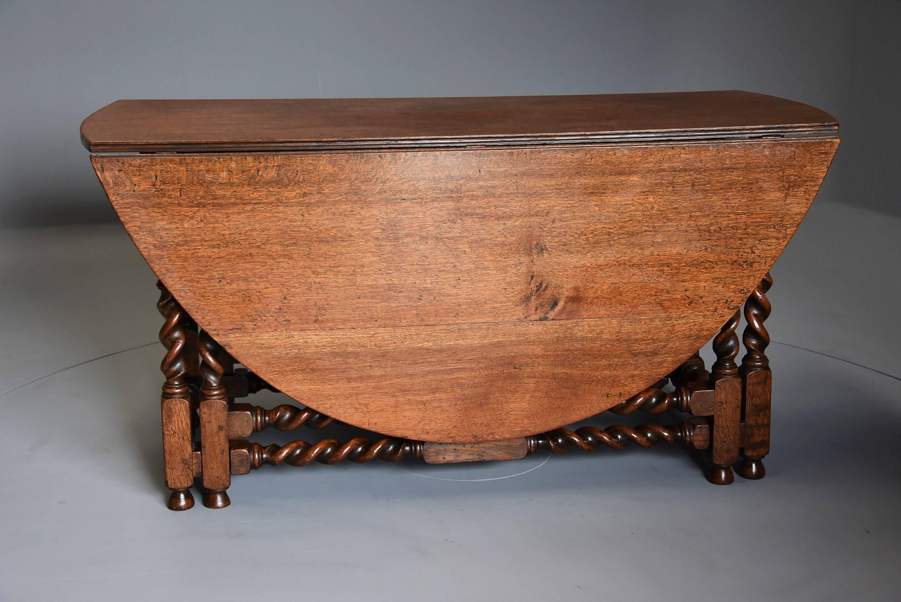 Large Late 19th Century Oak Double Gate Gateleg Table For Sale 1