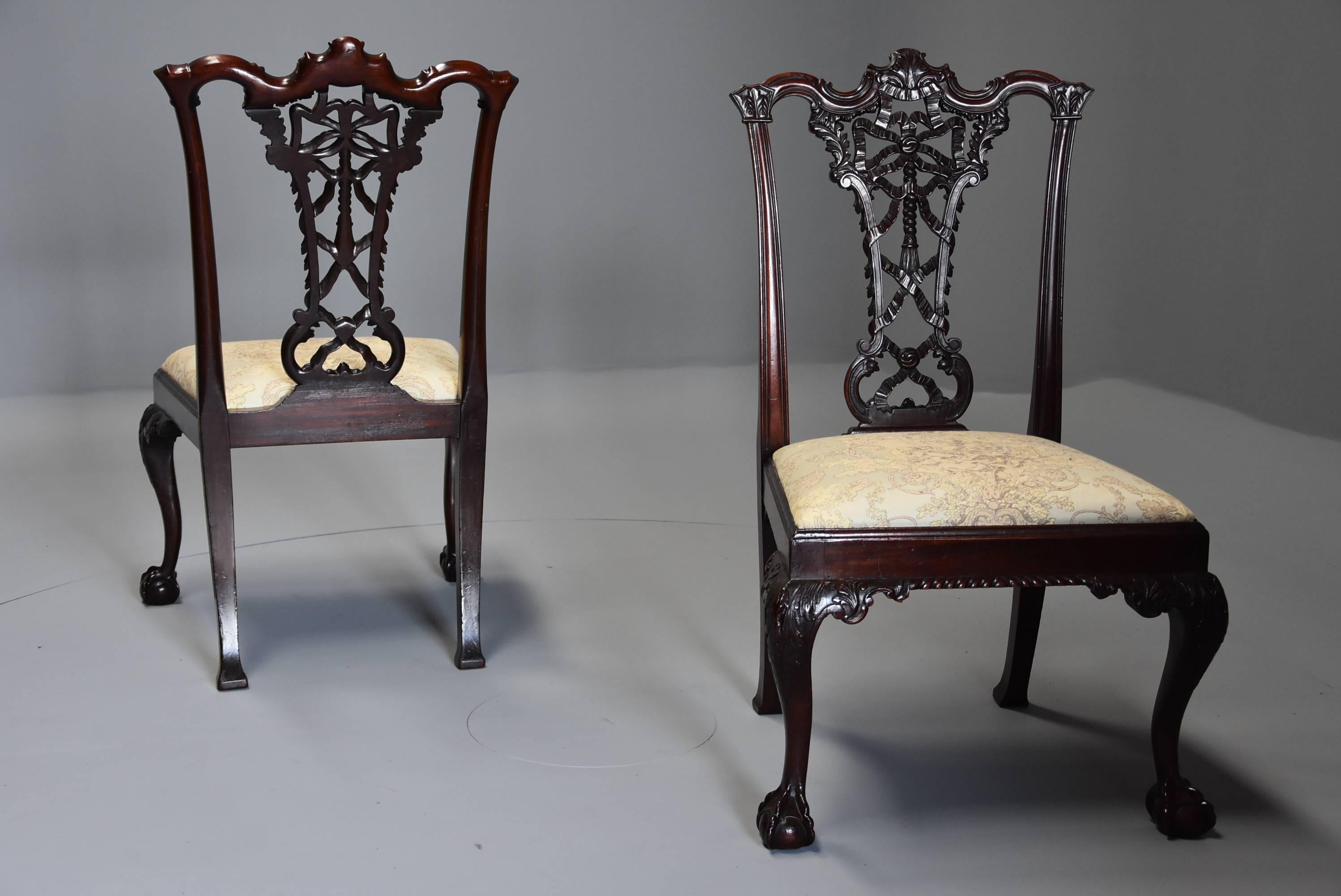 Early 20th Century Set of Six Mahogany Ribbon Back Chairs in Chippendale Style 5