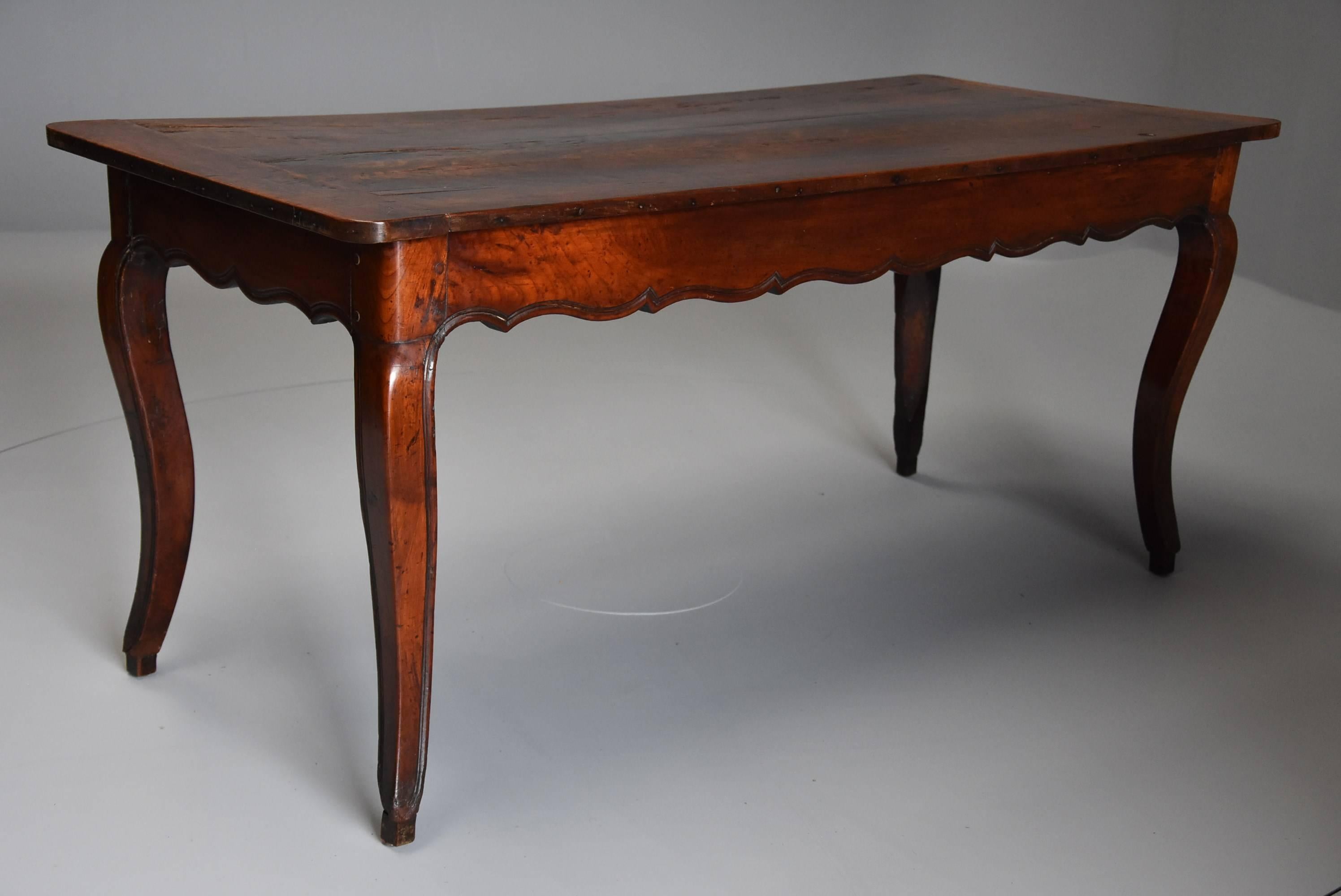 18th Century French Fruitwood 'Cherry' Farmhouse Table with Superb Patina 1