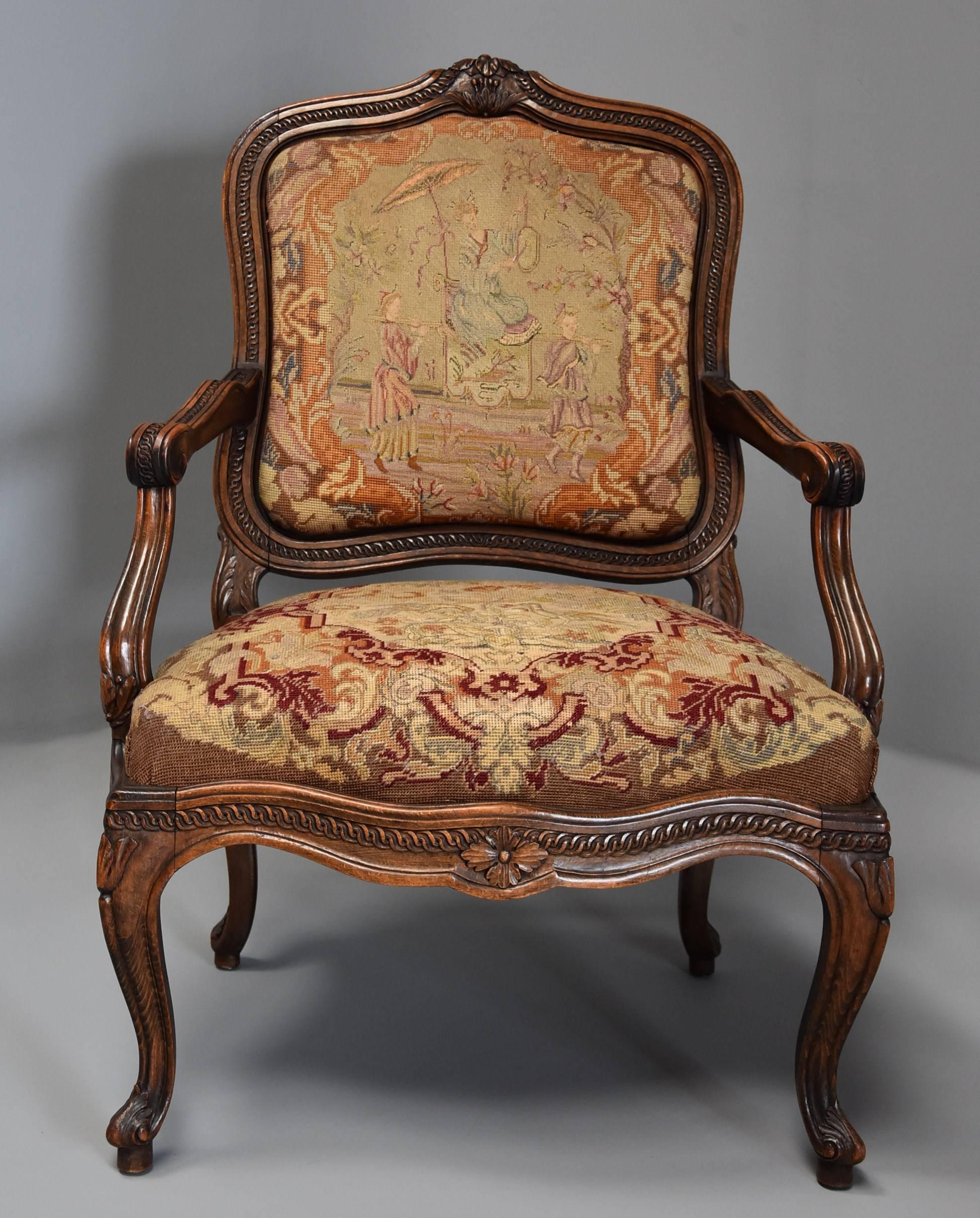 Pair of 19th Century French Fauteuils of Large Proportion 1