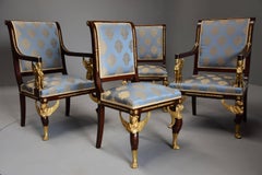 Late 19th Century Set of Four English Mahogany Chairs in the French Empire Style
