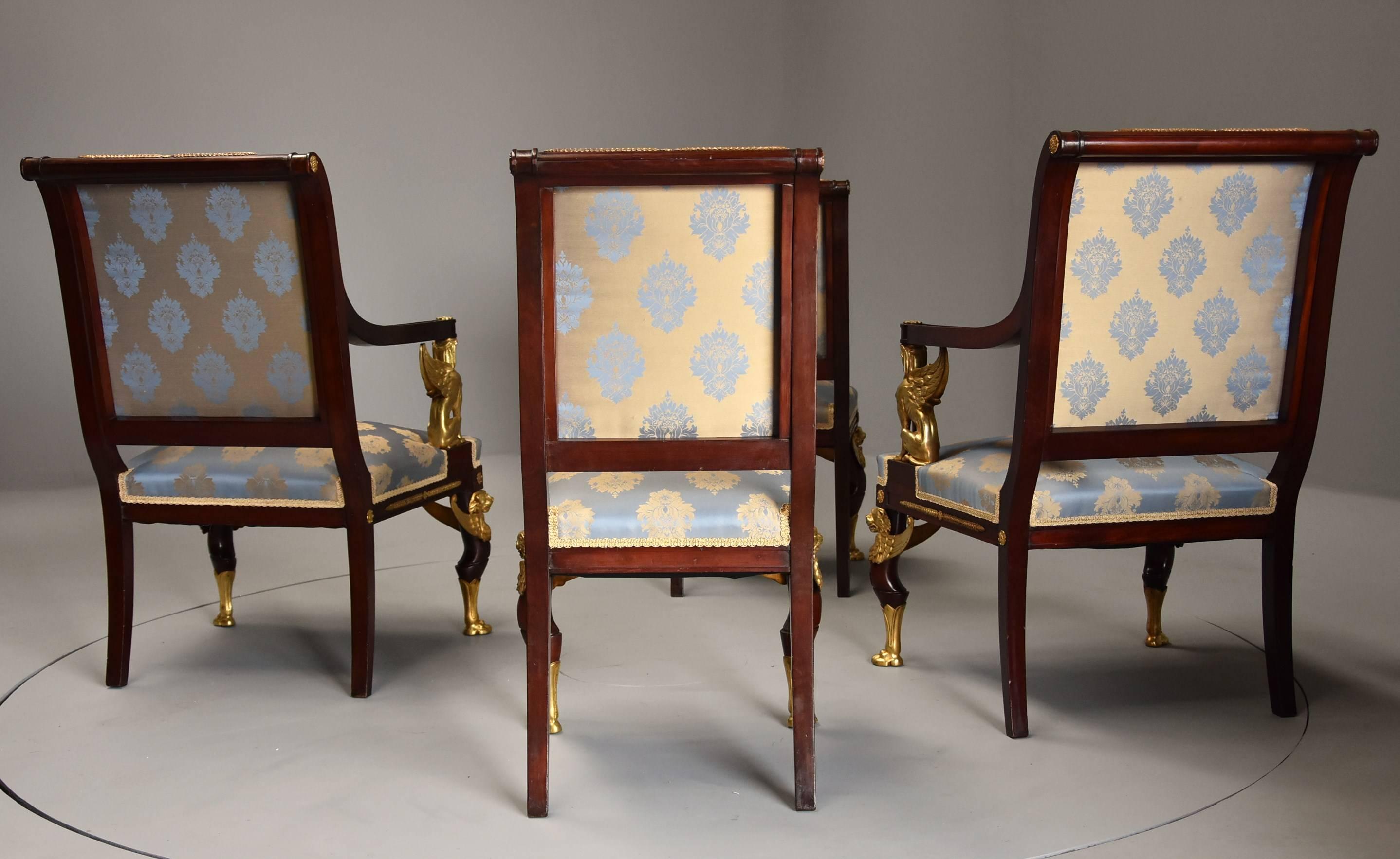 Late 19th Century Set of Four English Mahogany Chairs in the French Empire Style For Sale 6