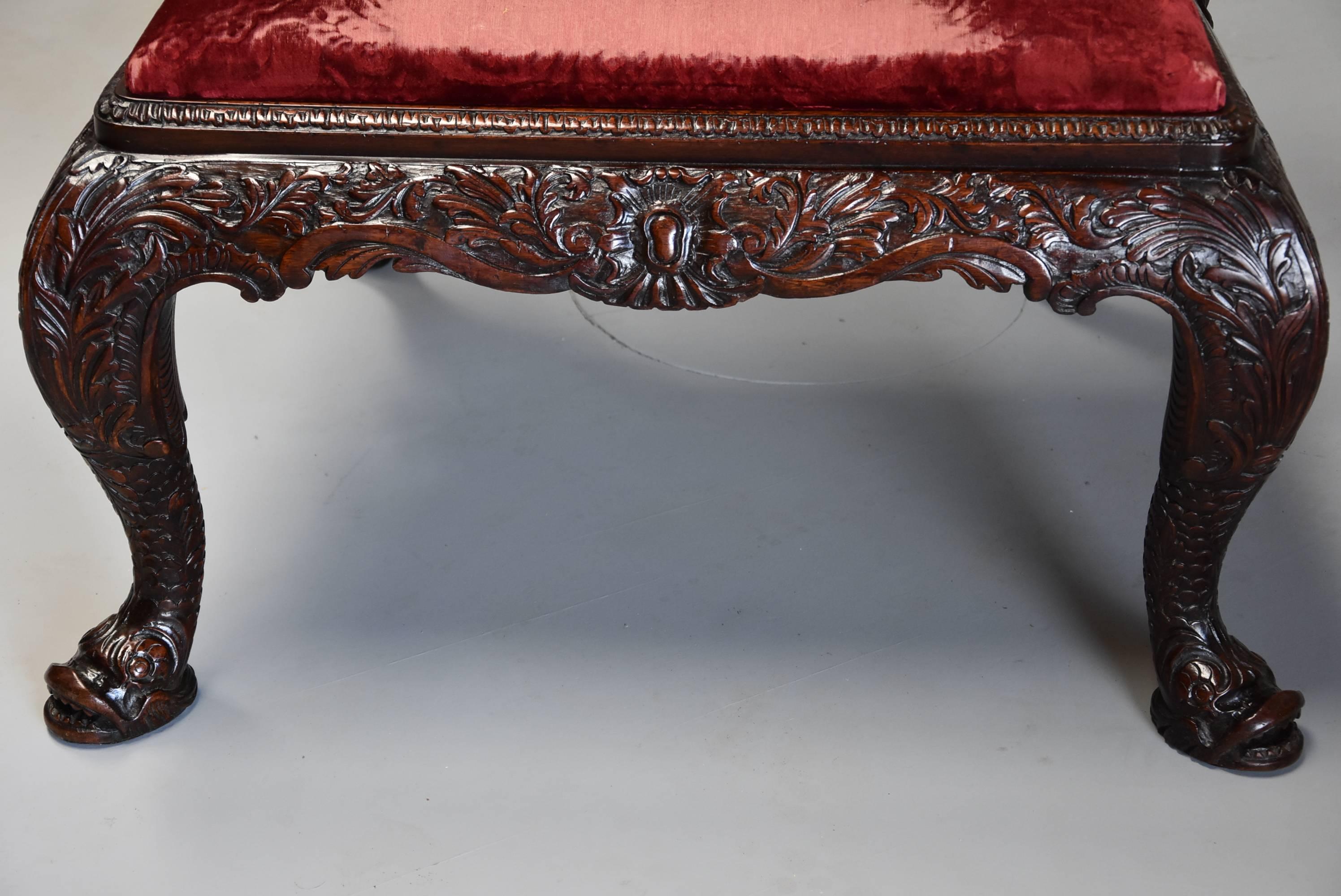 Pair of Late 19th Century George II Style Mahogany Gainsborough Armchairs For Sale 2