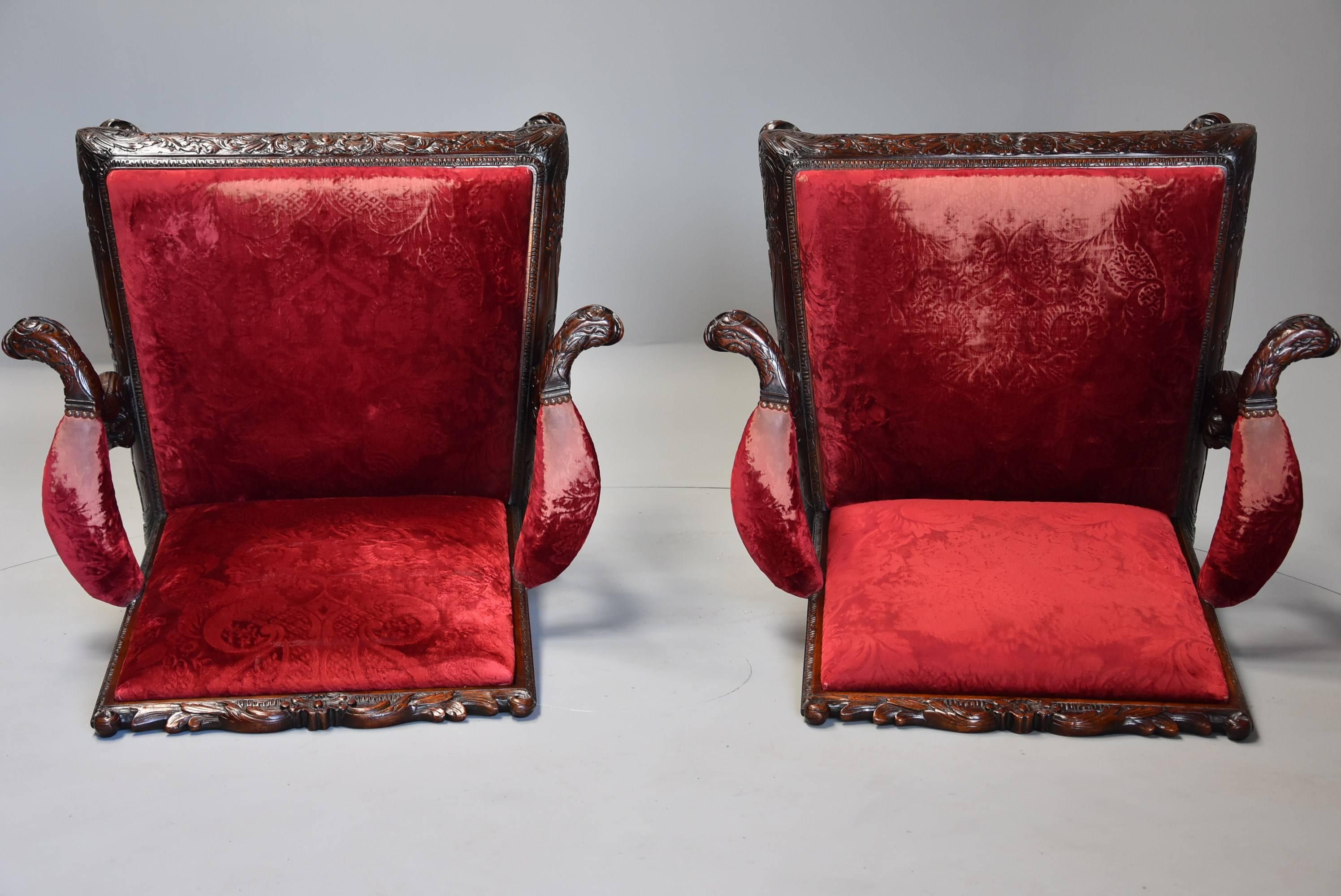 Pair of Late 19th Century George II Style Mahogany Gainsborough Armchairs For Sale 5