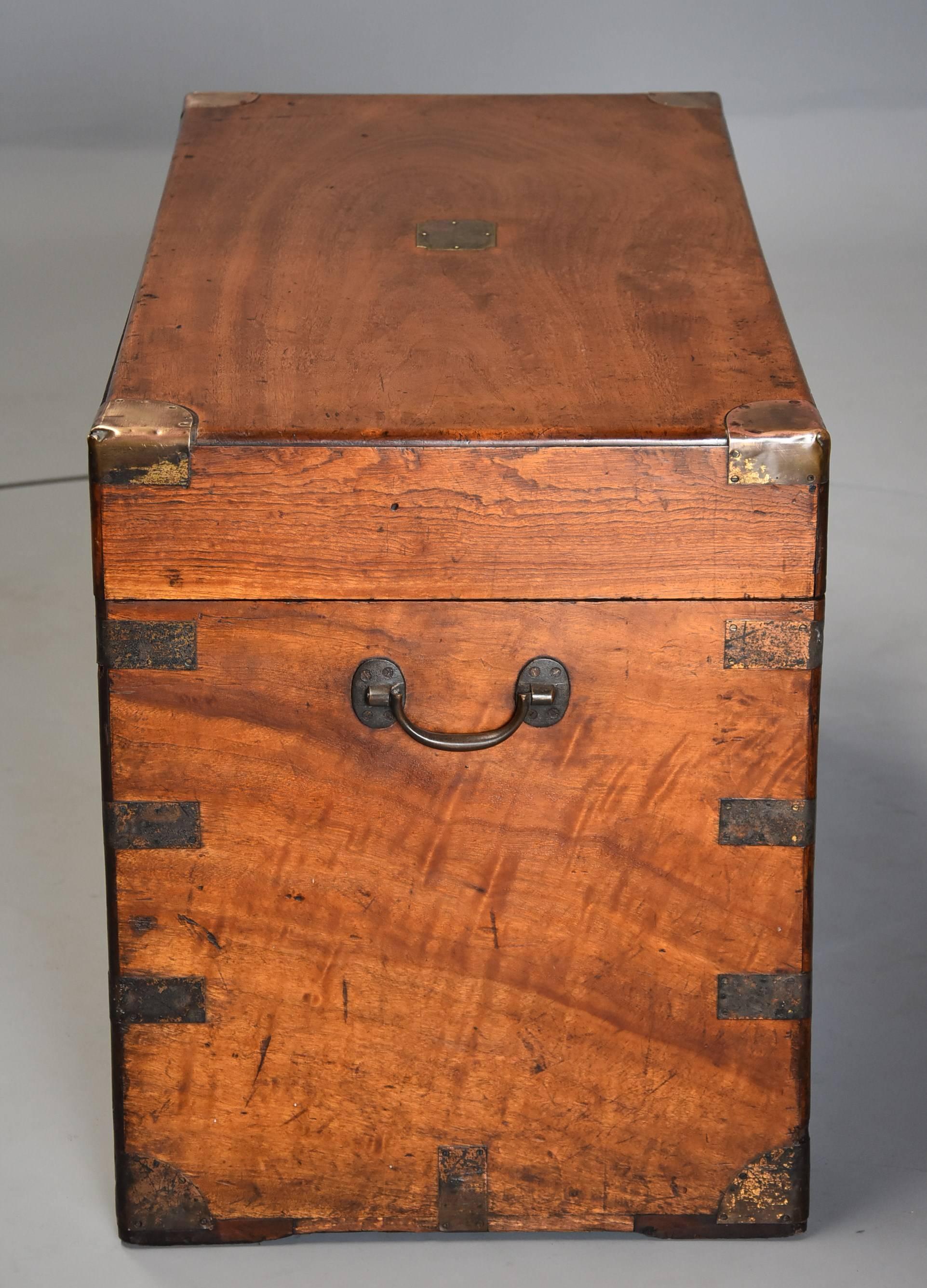 Great Britain (UK) Late 19th Century Military Camphor Wood Travelling Trunk of Good Patina