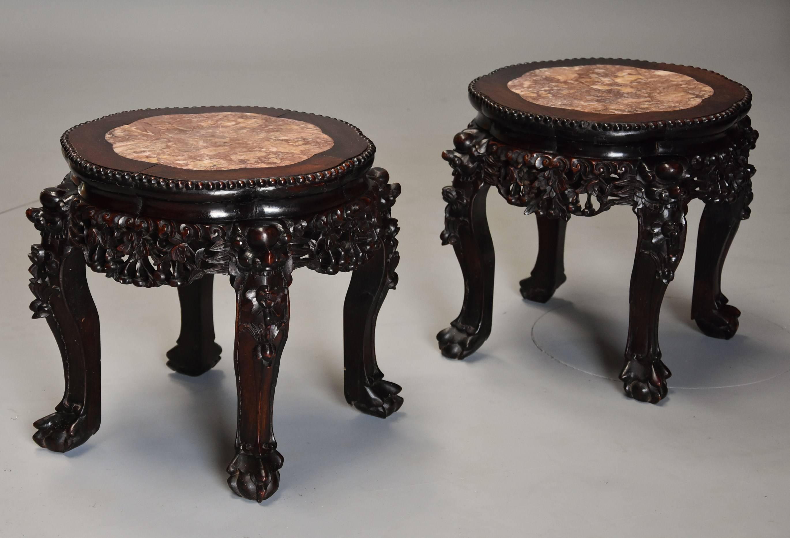 Pair of Late 19th Century, Chinese Pot Stands or Low Tables 1