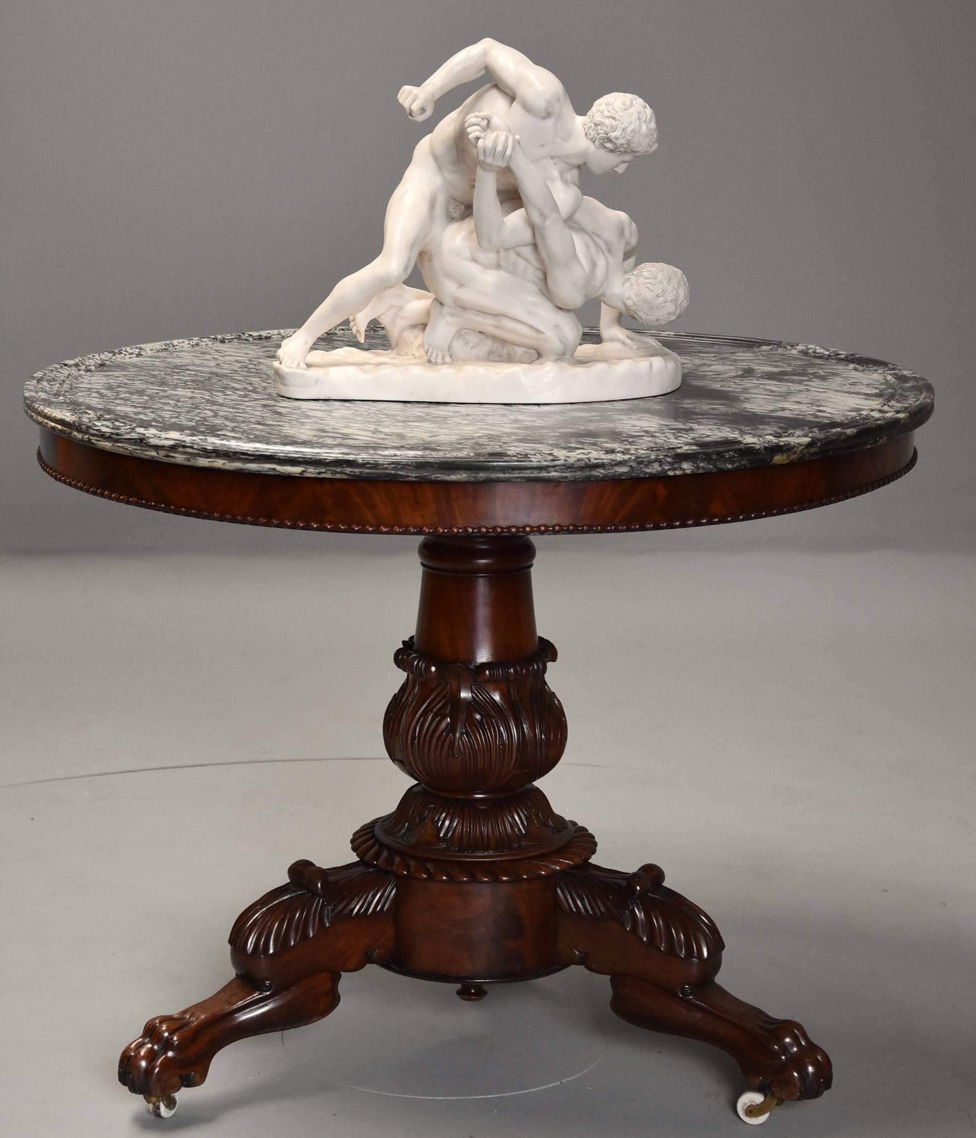 19th Century French Mahogany Gueridon Table with Original Marble-Top In Excellent Condition In Suffolk, GB