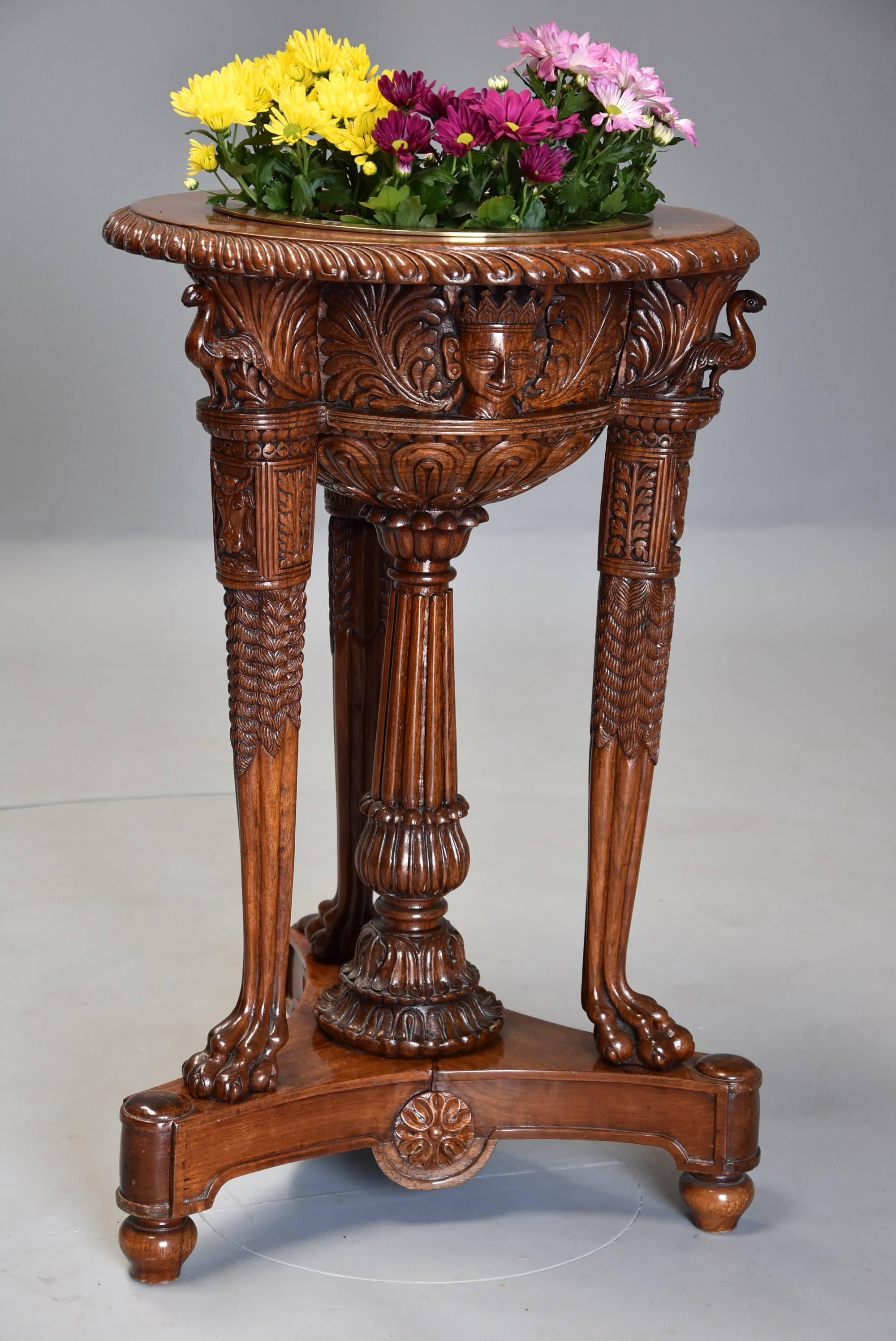 19th Century Highly Decorative Indian hardwood Carved Jardiniere/Wine Cooler In Good Condition For Sale In Suffolk, GB