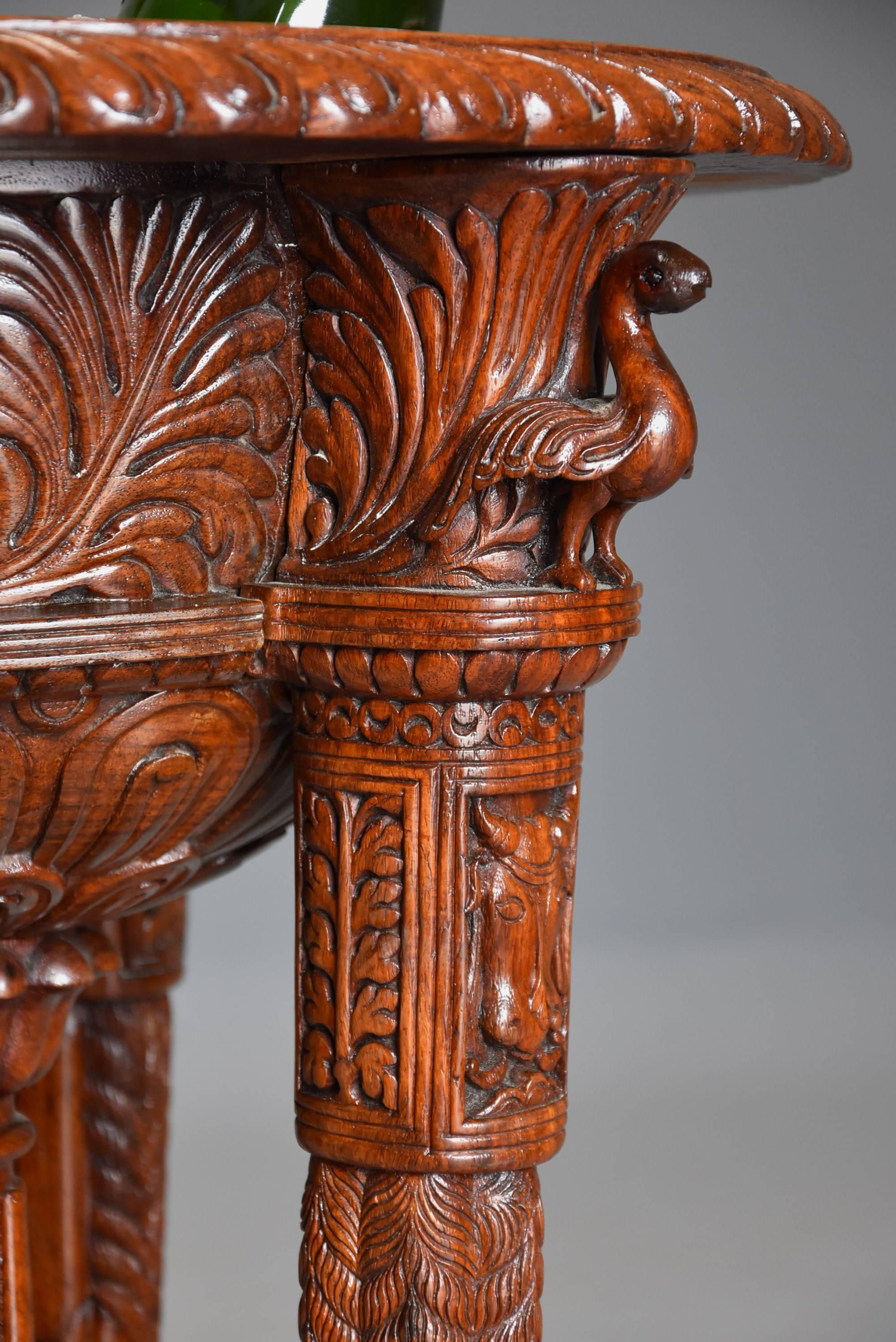 19th Century Highly Decorative Indian hardwood Carved Jardiniere/Wine Cooler For Sale 1
