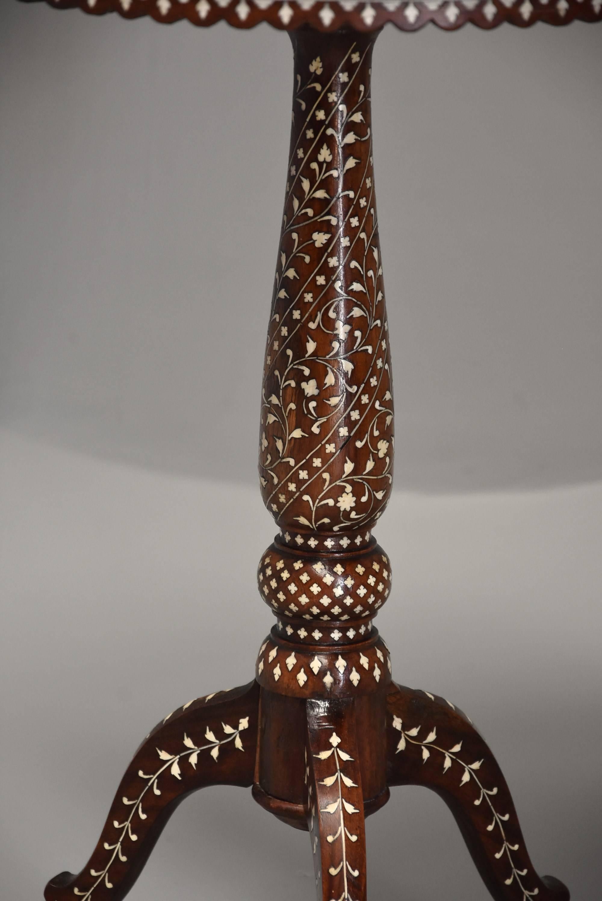 Superb Quality 19th Century Anglo-Indian Shisham Wood Inlaid Occasional Table 4