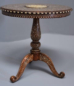 Late 19th Century Anglo-Indian Circular Hardwood Inlaid Occasional Table