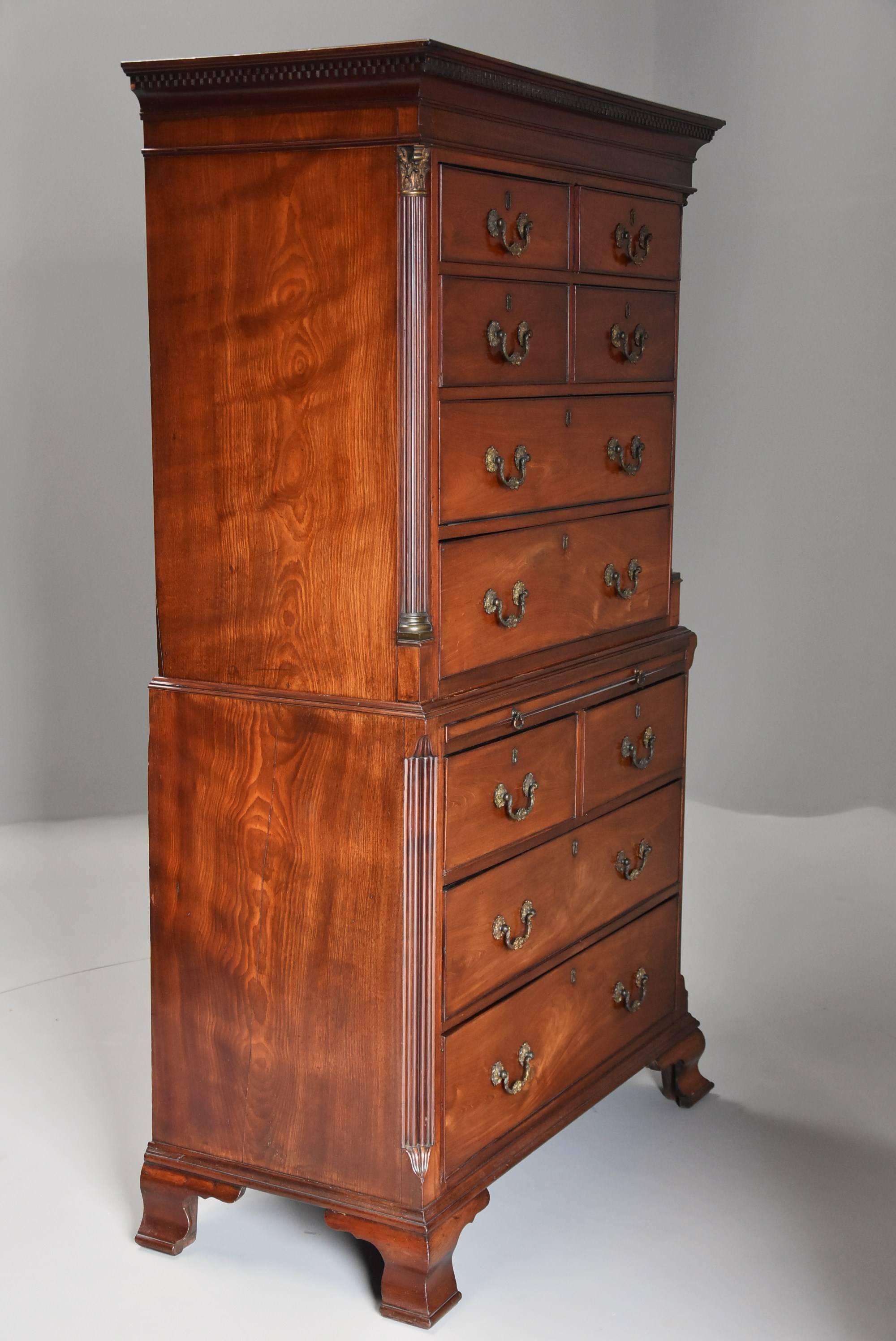 18th Century Mahogany Chest on Chest with Unusual Drawer Configuration For Sale 1