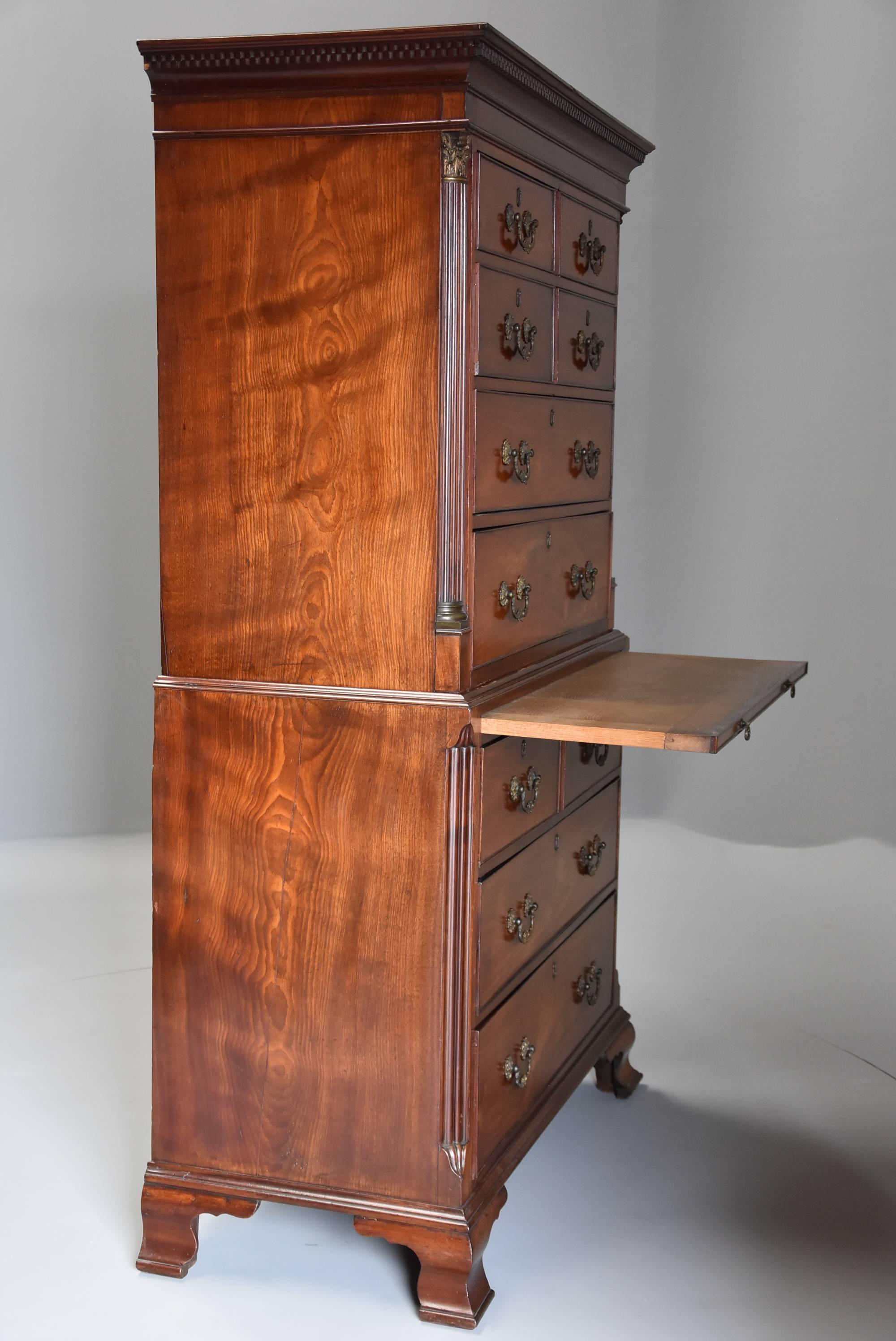 18th Century Mahogany Chest on Chest with Unusual Drawer Configuration For Sale 2