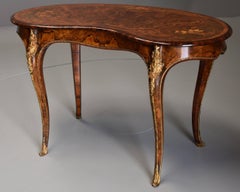 Superb Quality Mid-19th Century Burr Walnut and Marquetry Kidney Shape Table