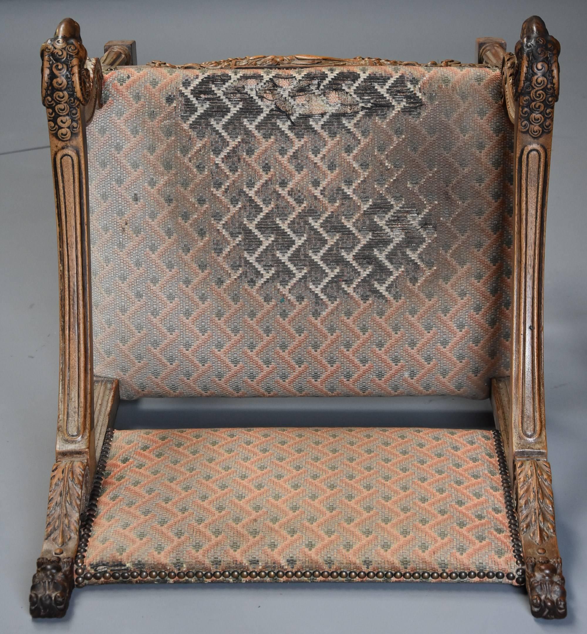 Highly Decorative French Limed Oak Armchair in the Renaissance Style For Sale 2