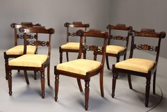 Fine Quality Set of Six Regency Rosewood Dining Chairs with Brass Inlay