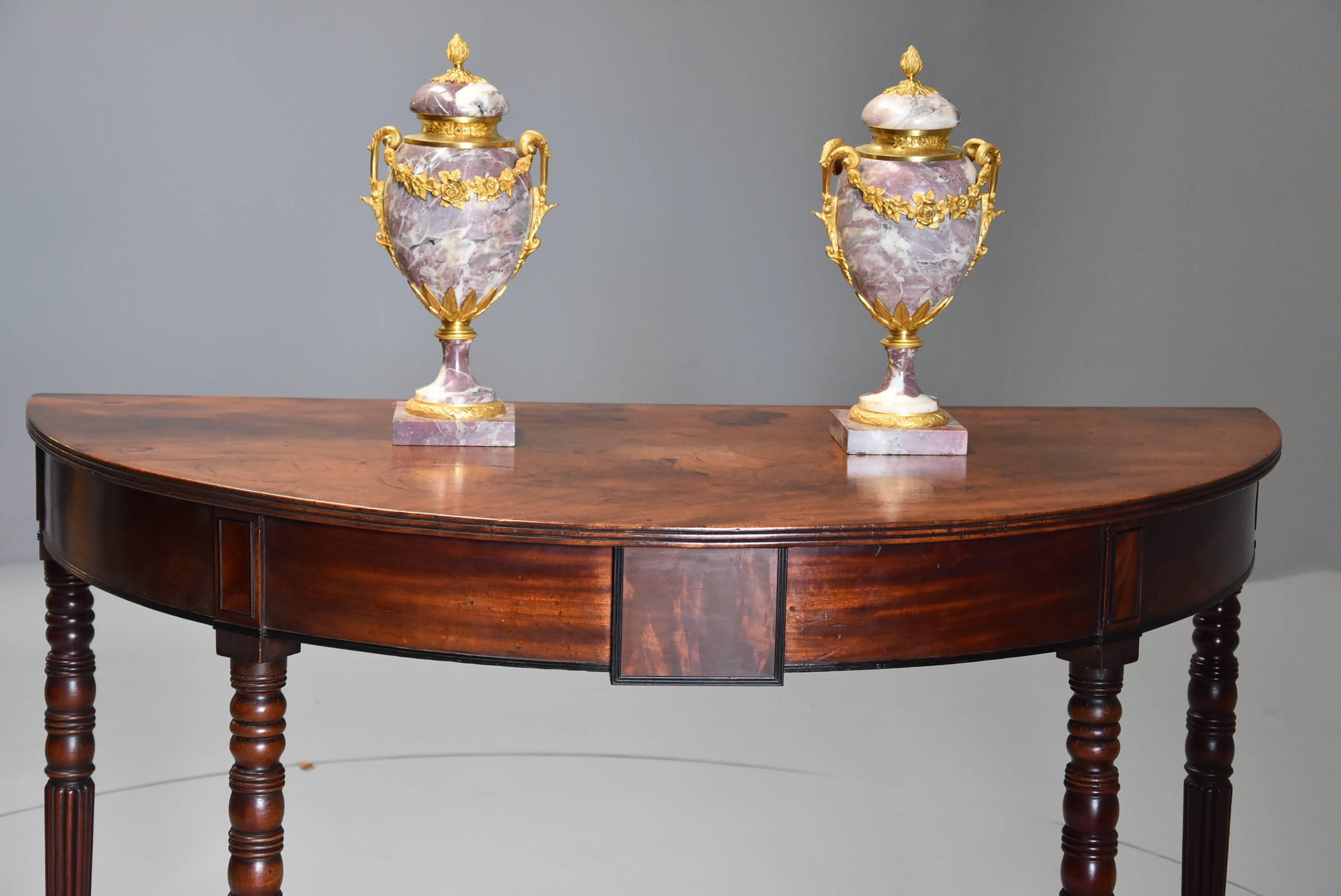 Pair of Good Quality Early 19th Century Mahogany Demilune Console Tables In Good Condition In Suffolk, GB