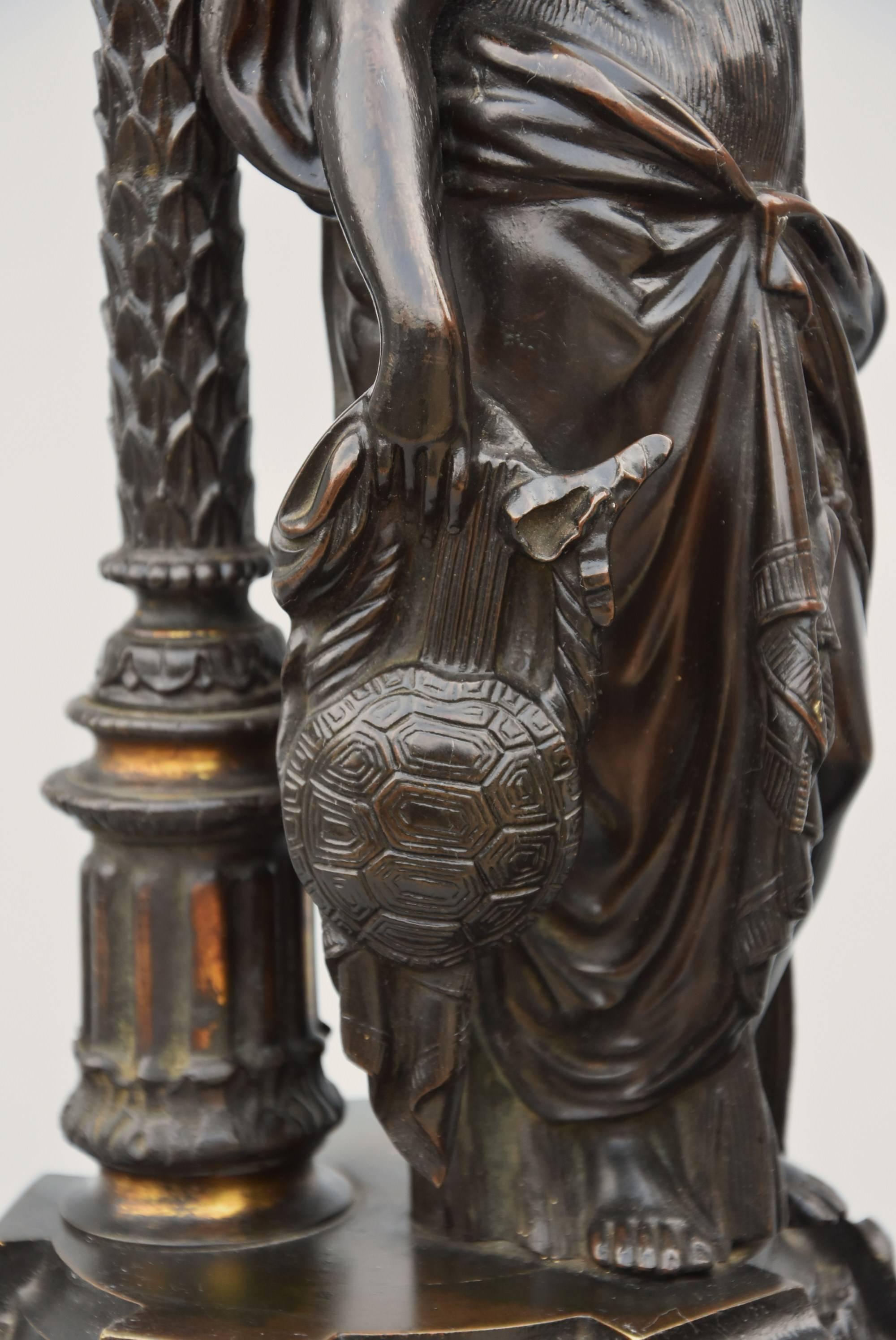 Pair of Bronze Table Lamps in the Form of Classical Grecian Figures For Sale 3