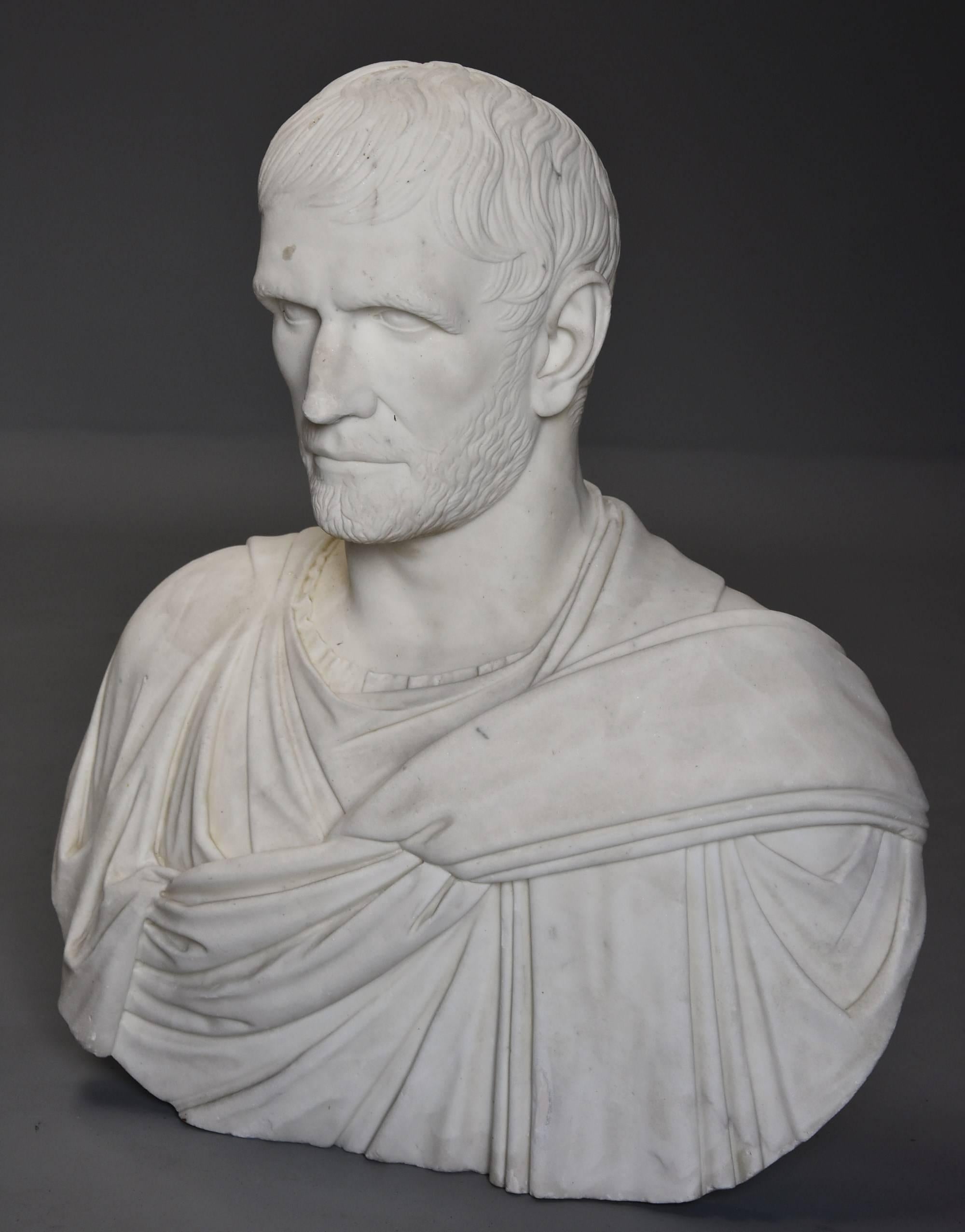Superb and Rare Larger Than Life Marble Bust ‘the Capitoline Brutus' In Good Condition For Sale In Suffolk, GB
