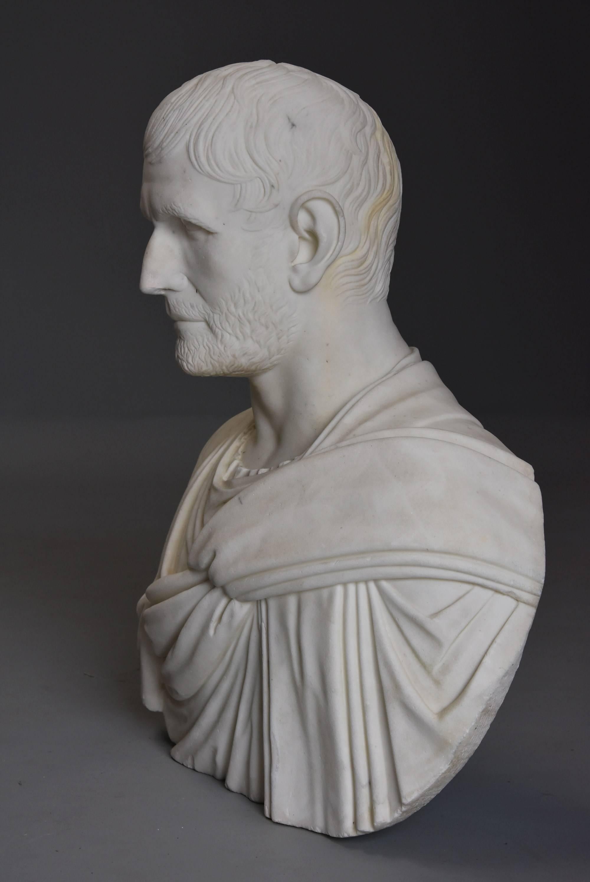 Carrara Marble Superb and Rare Larger Than Life Marble Bust ‘the Capitoline Brutus' For Sale
