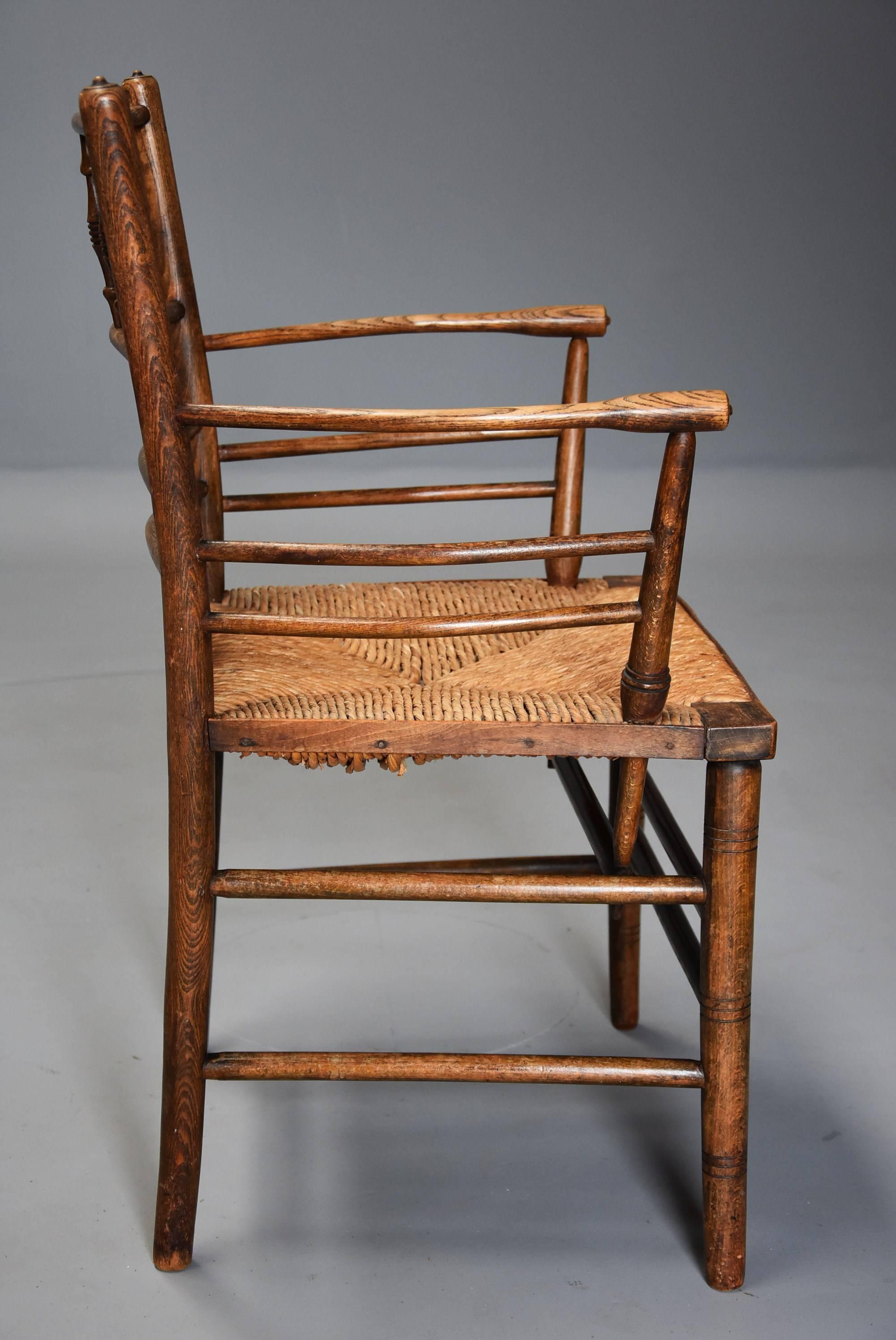 Pair of Late 19th Century Ash & Beech Morris & Co. Sussex Armchairs 3