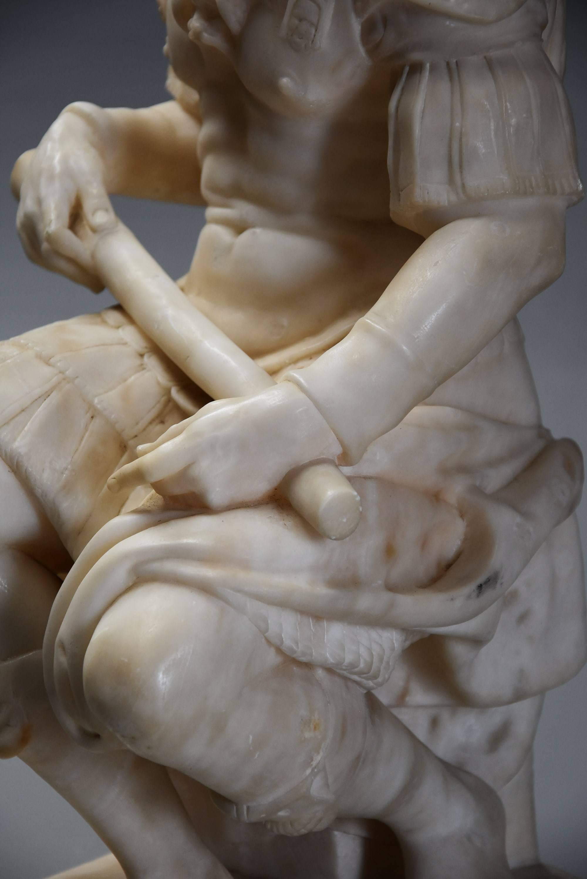 Italian 19th Century Alabaster Sculpture of Giuliano De Medici, after the Antique